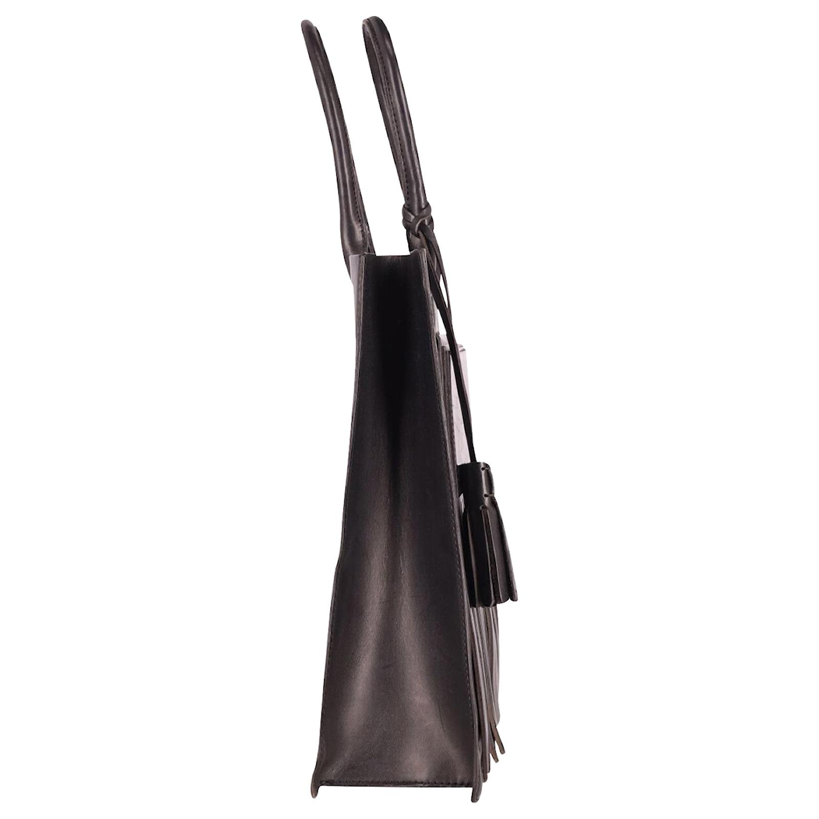 Acne Studios Piers Tassel Tote Bag in Black Leather ref.614250