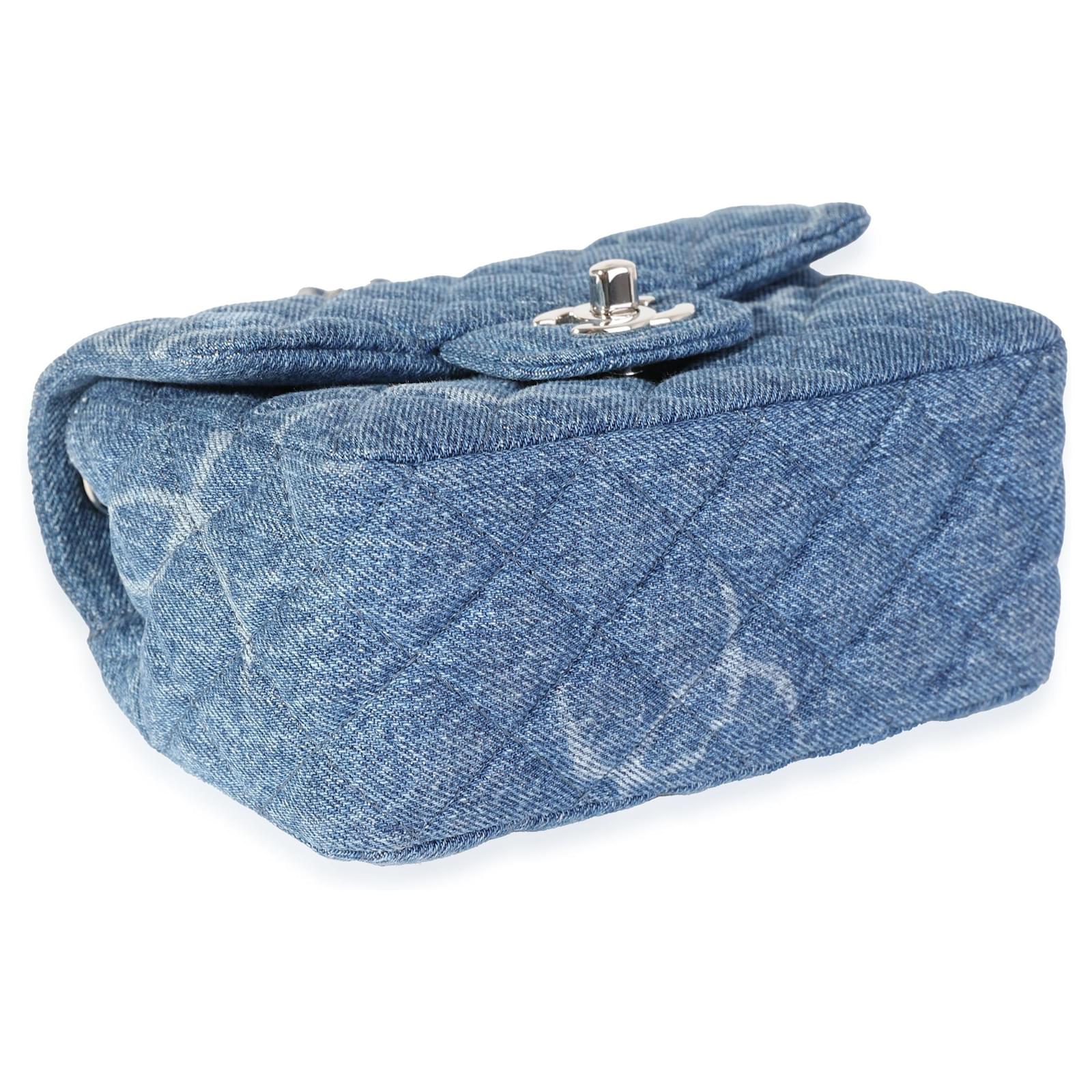 Chanel Blue Quilted Denim Square Mini Classic Flap Bag ref.614459