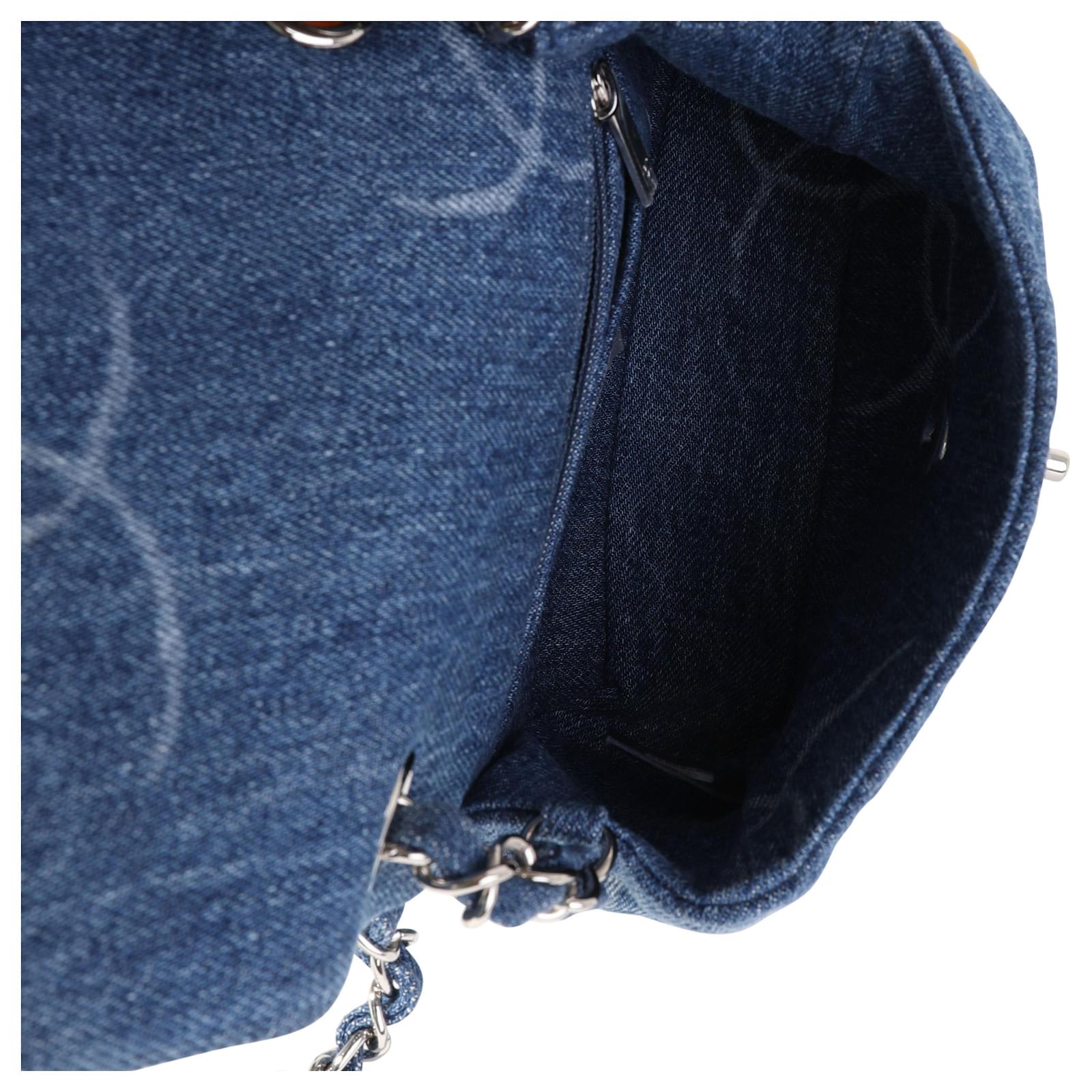 Chanel Blue Quilted Denim Square Mini Classic Flap Bag ref.614459