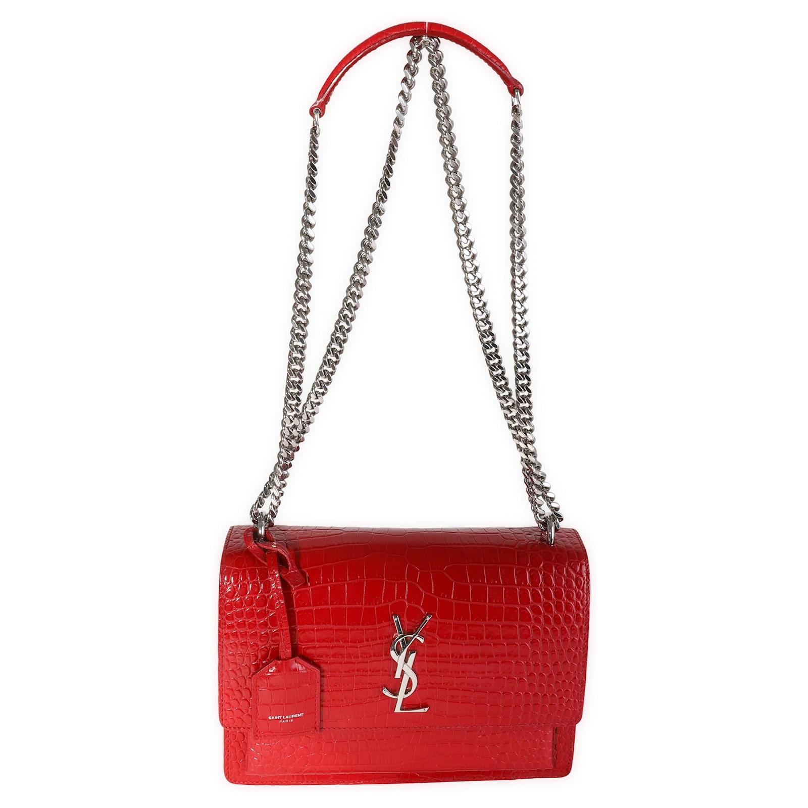 Borsa A Tracolla Y2K In Finta Pelle Effetto Coccodrillo – Pochette Satchel Rossa, Dimensioni 24x14x8 Cm