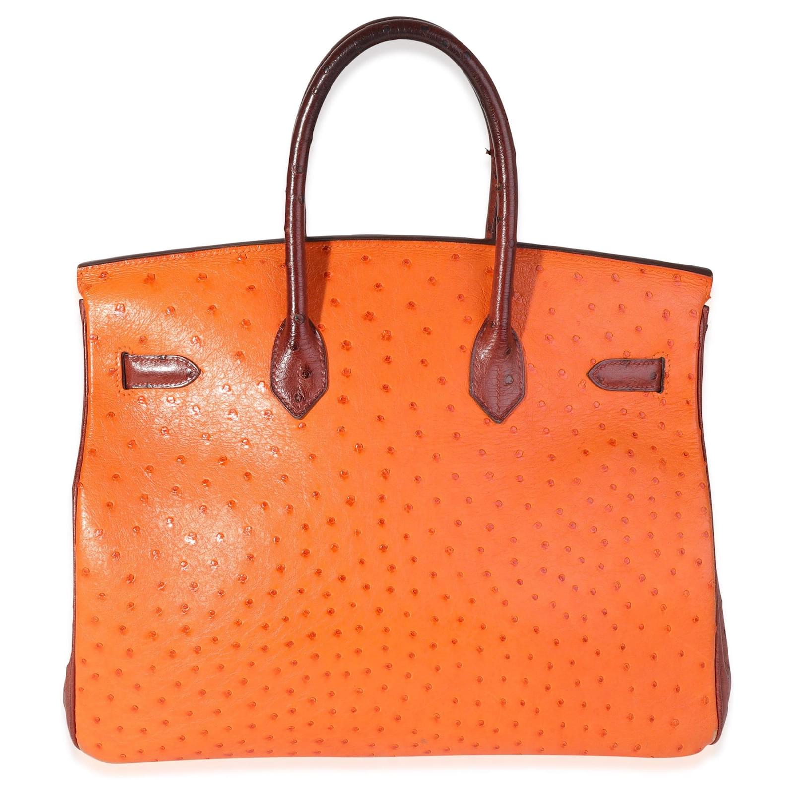 Hermes Rouge Vif Ostrich Birkin 35 Bag