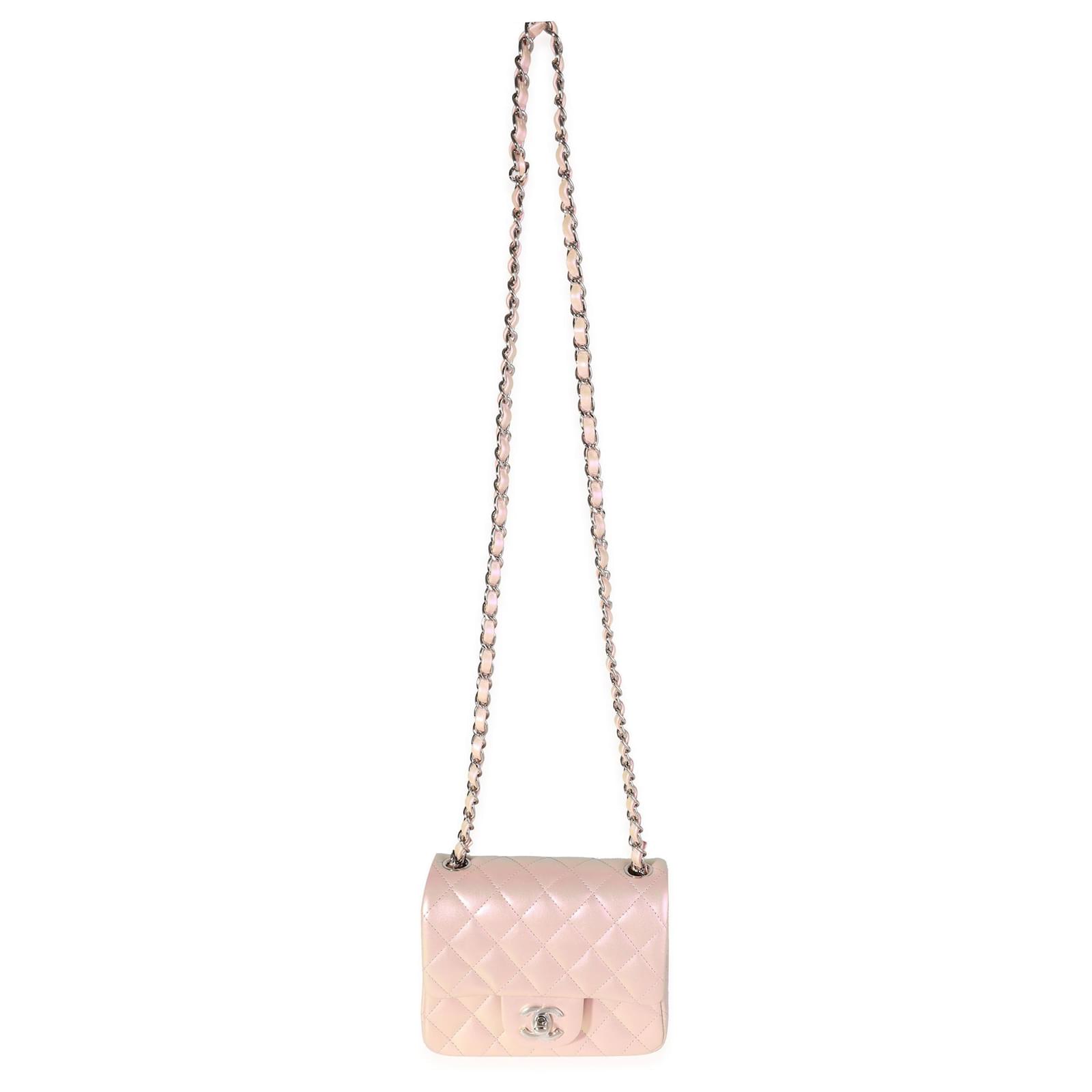 Chanel Pink Iridescent Quilted Calfskin Square Mini Classic Flap Bag  Leather ref.614615 - Joli Closet