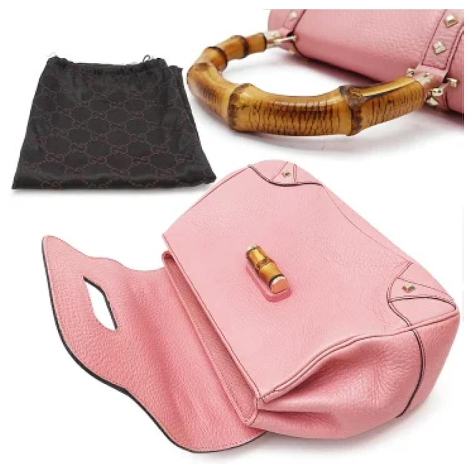 Gucci Bamboo Studs Bag 137351 3444 Leather Pink x Gold Metal