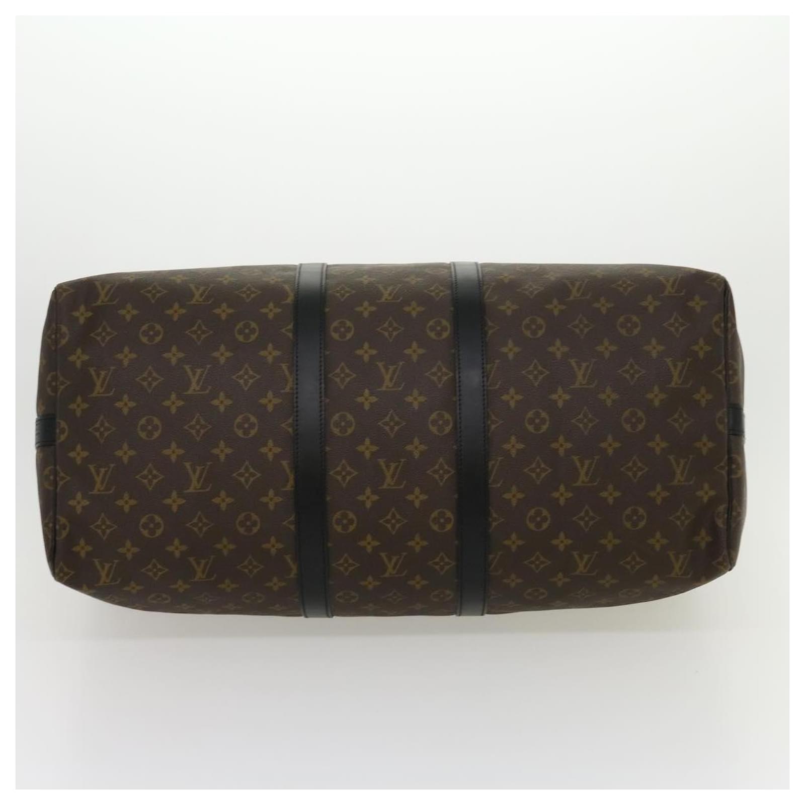 Auth Louis Vuitton Monogram Macassar Keepall Bandouliere 55 M56714 Boston  Bag