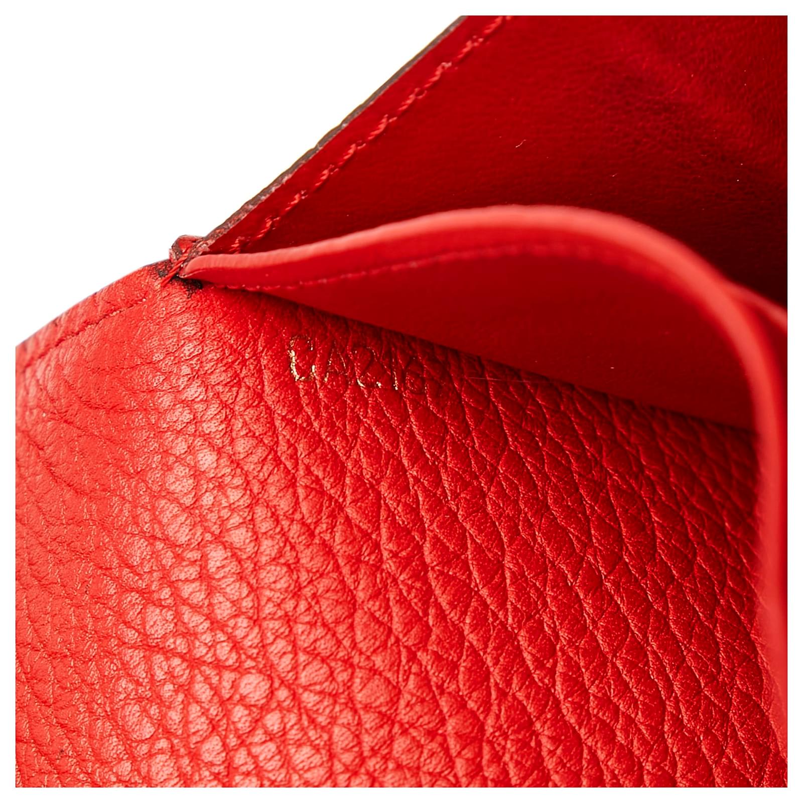 Louis Vuitton Red Double V Wallet Brown Leather Cloth Pony-style calfskin  ref.615252 - Joli Closet