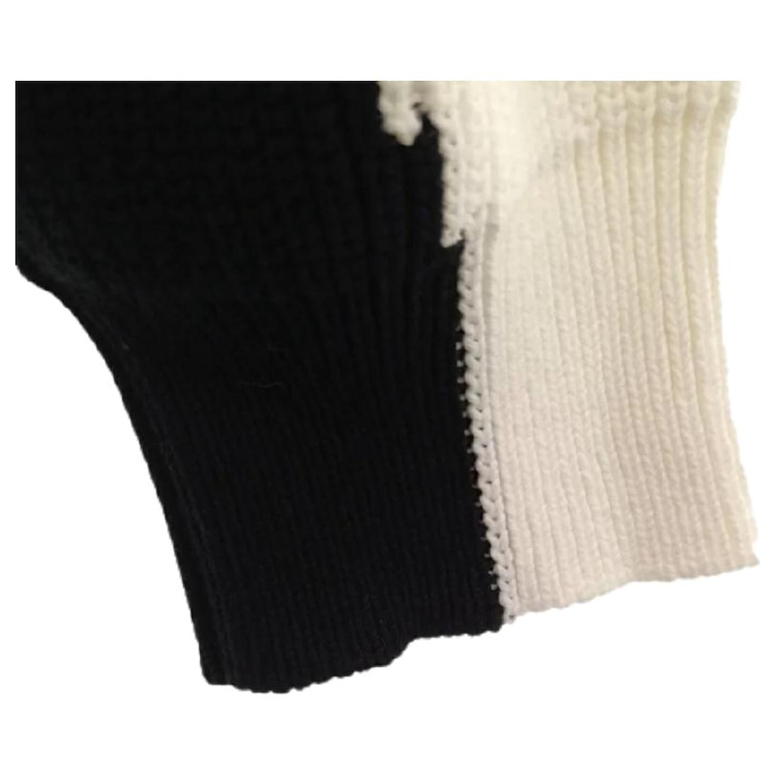 Louis Vuitton (Louis Vuitton) 21AW two-tone high neck with half zip knit  long sleeve sweater white / black Cotton Polyamide ref.615581 - Joli Closet