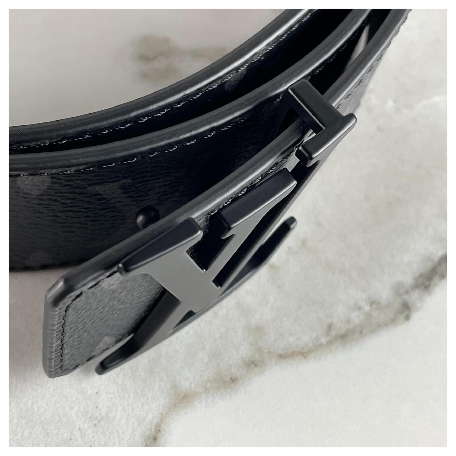 Louis Vuitton Matte Black LV Initials Belt 40MM Dark grey Cloth