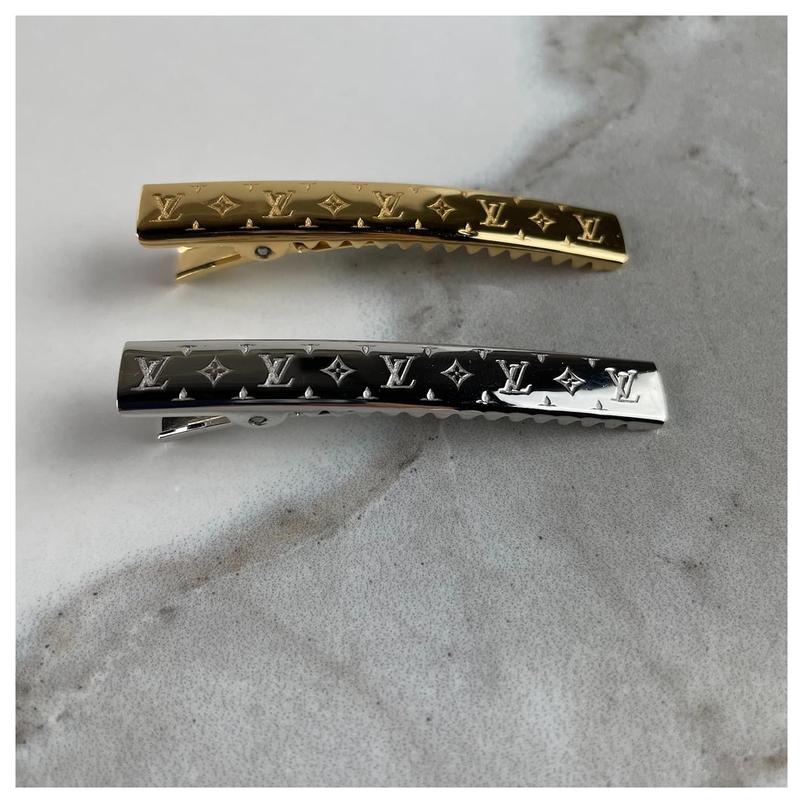 Louis Vuitton Monogram Nanogram Hair Clips Set, Gold, One Size