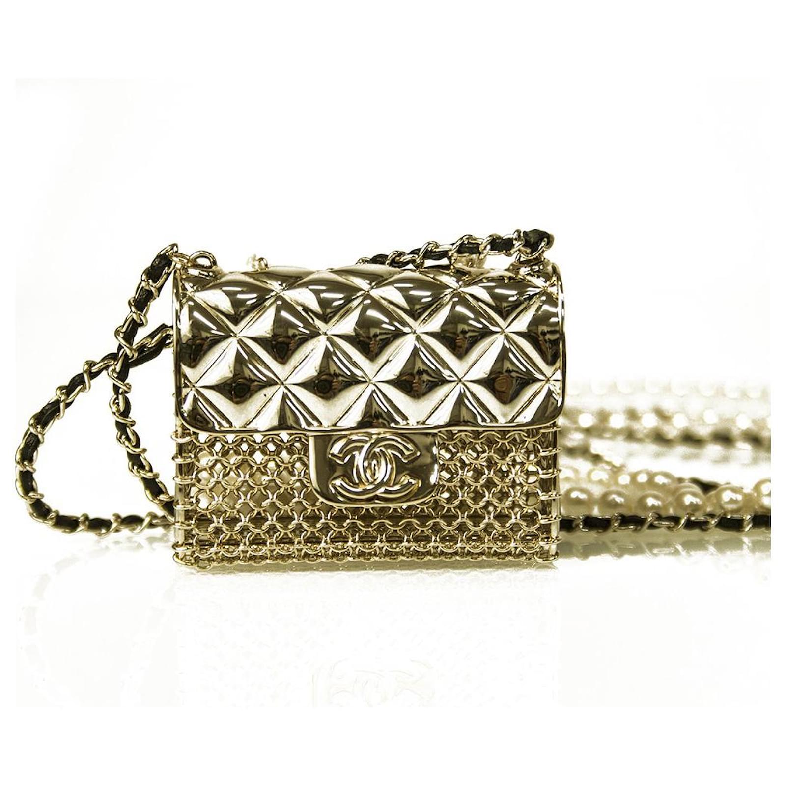 Chanel 21S Runway Micro Pearl Bag Metal CC Limited Edition