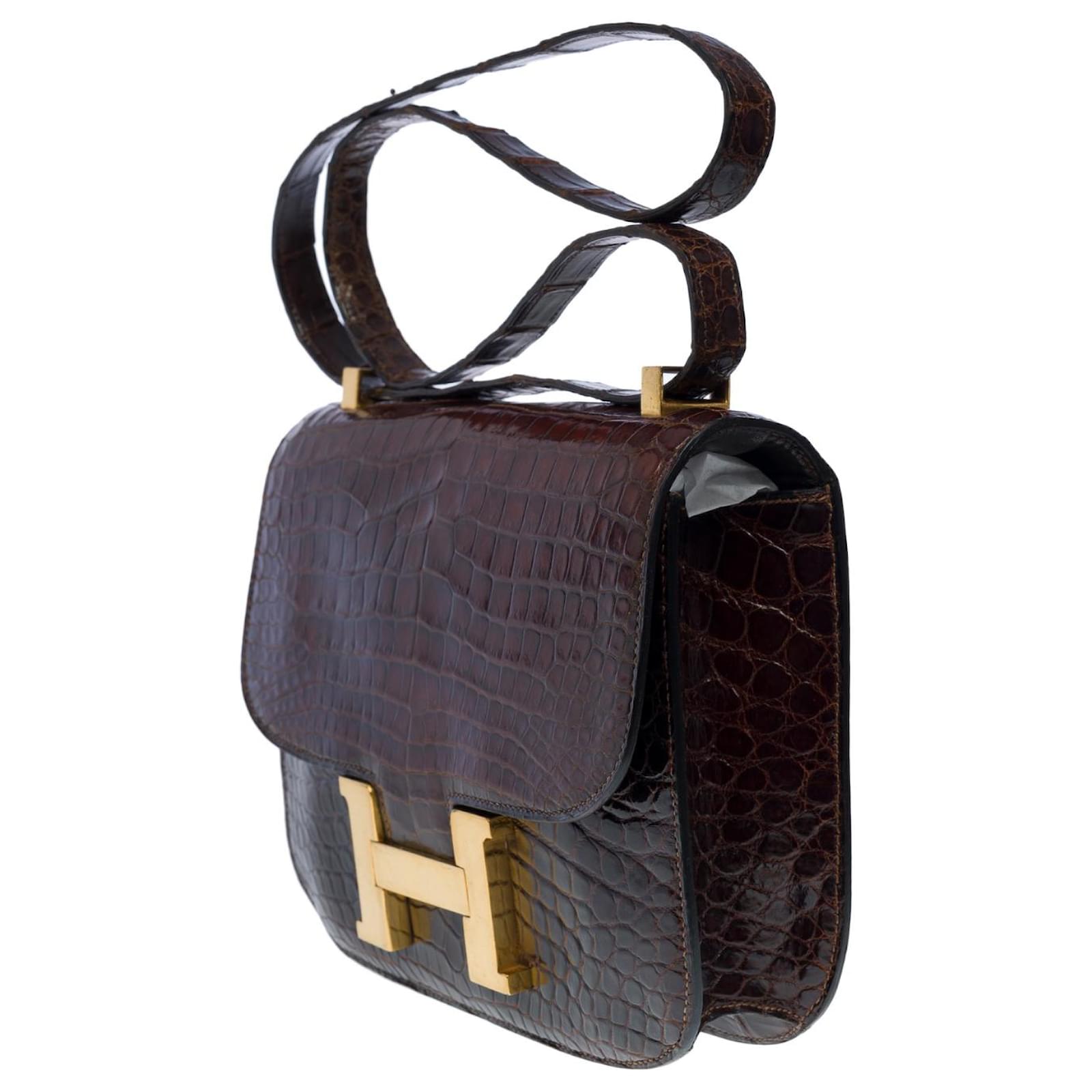 Hermès Sublime Hermes Constance handbag in brown porosus crocodile