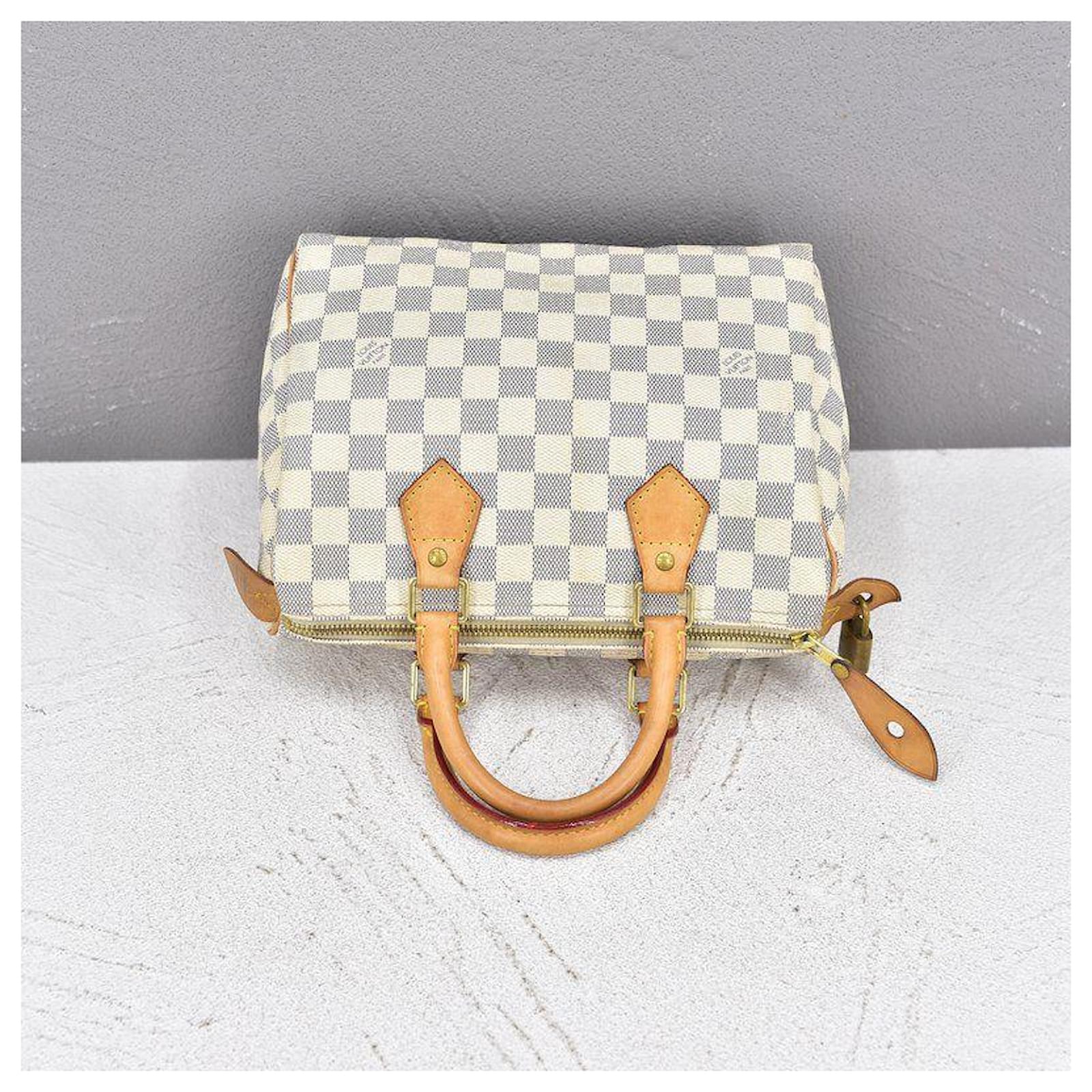 LOUIS VUITTON Damier Azur Speedy Bandouliere 25 in white coated/waterproof canvas  Cloth ref.381814 - Joli Closet