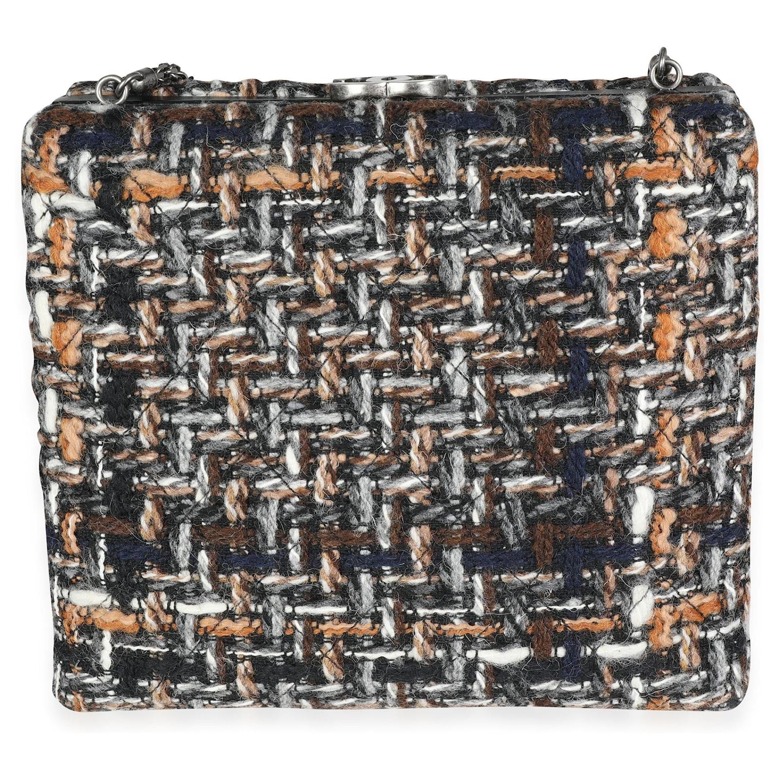 Chanel Black Leather & Multicolor Tweed Il Quadrato Box Shoulder