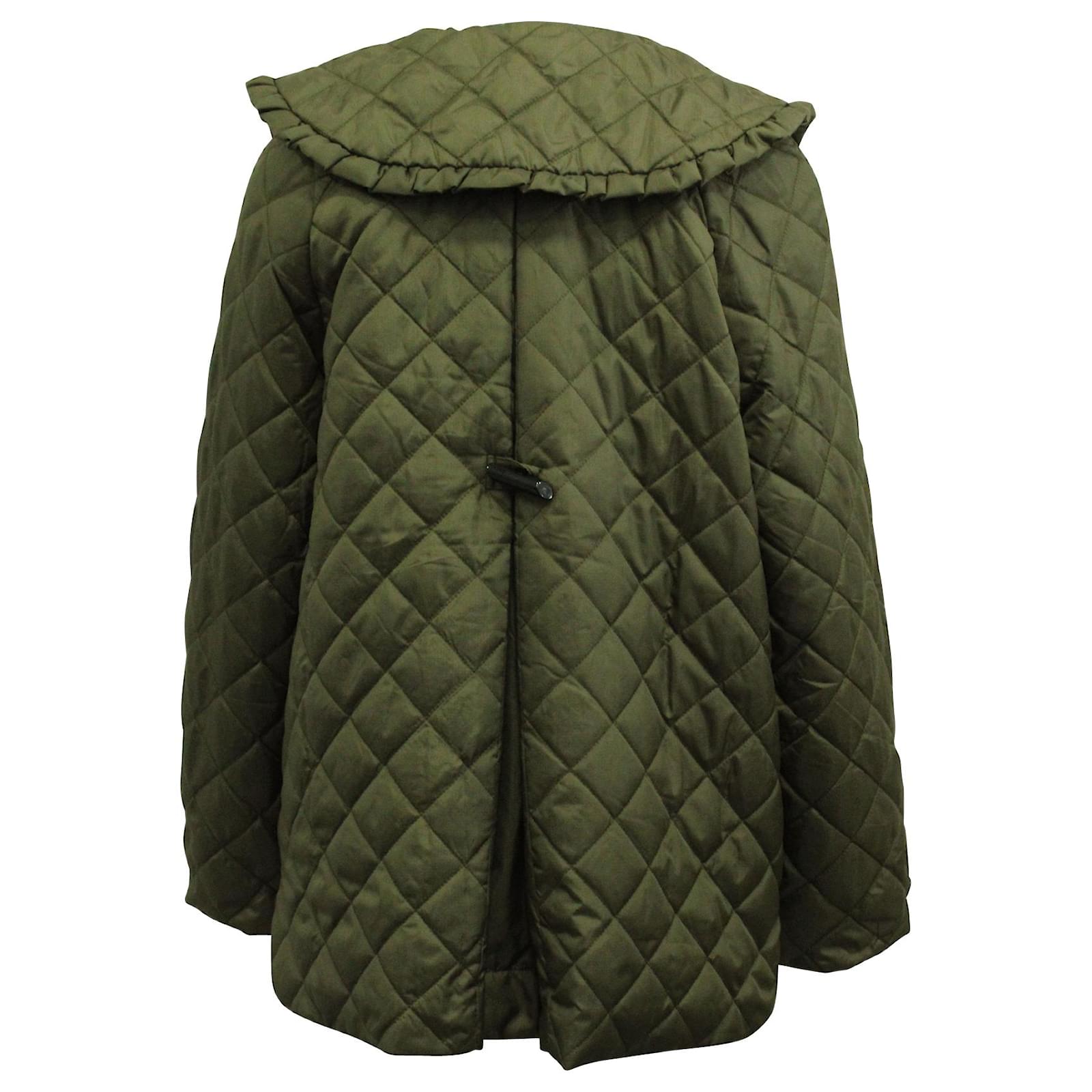 Ganni Recycled Ripstop Quilt Coat in Olive Polyester Green Olive