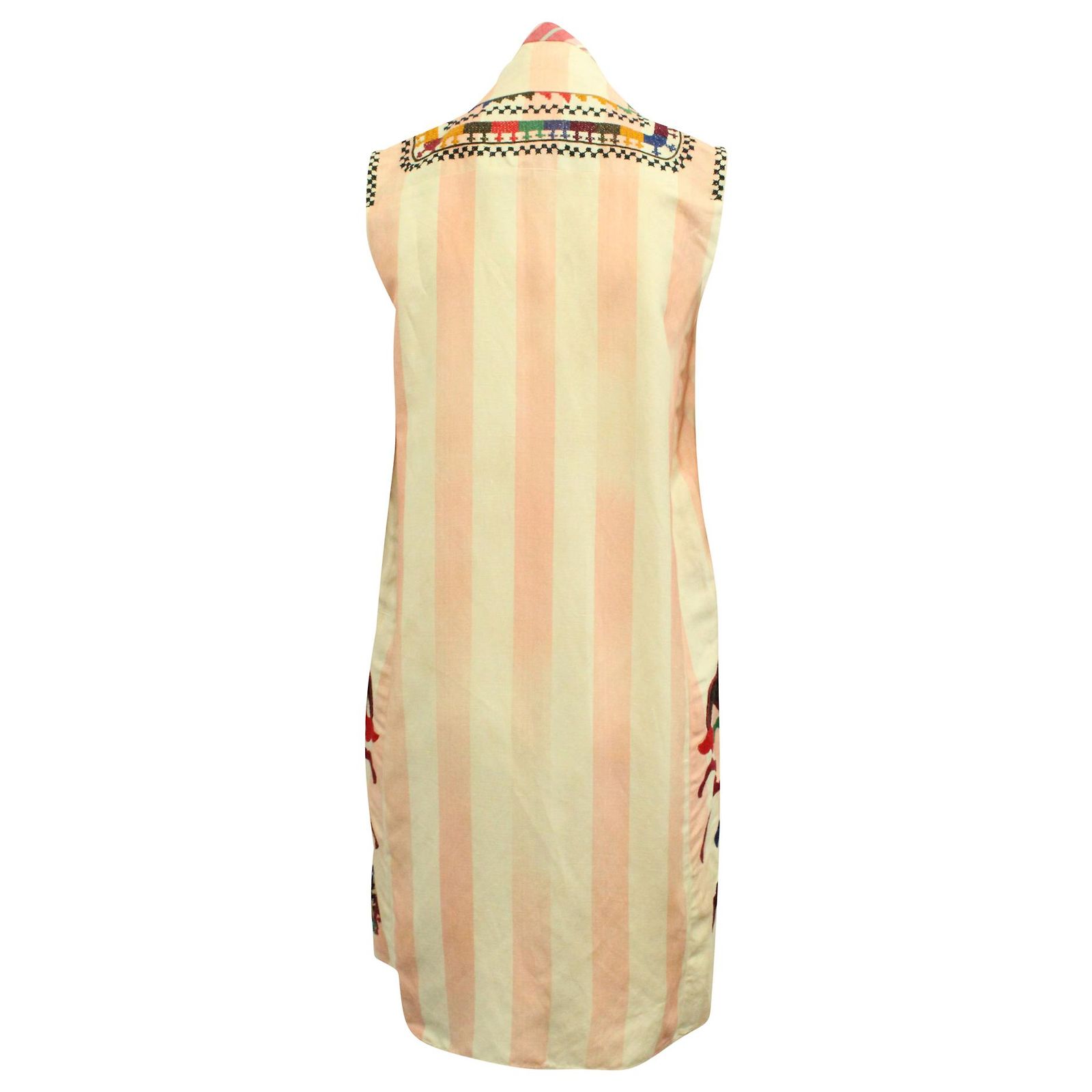 Robe Et Sous-robe Brodée Cotelac Taille 1 - Couleur Taupe - Longueur 92 Cm - Occasion Très Bon état