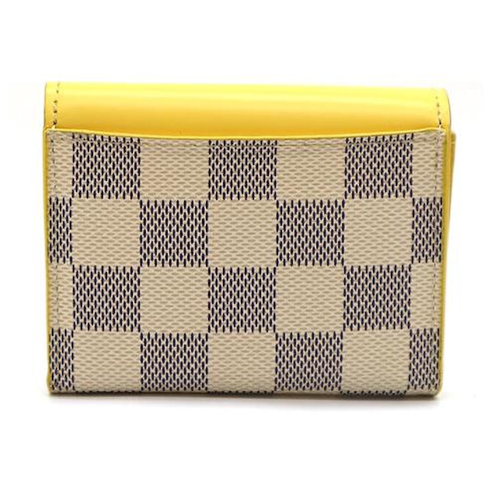 Louis Vuitton Damier Azur Yellow Leather Victorine Trifold Wallet