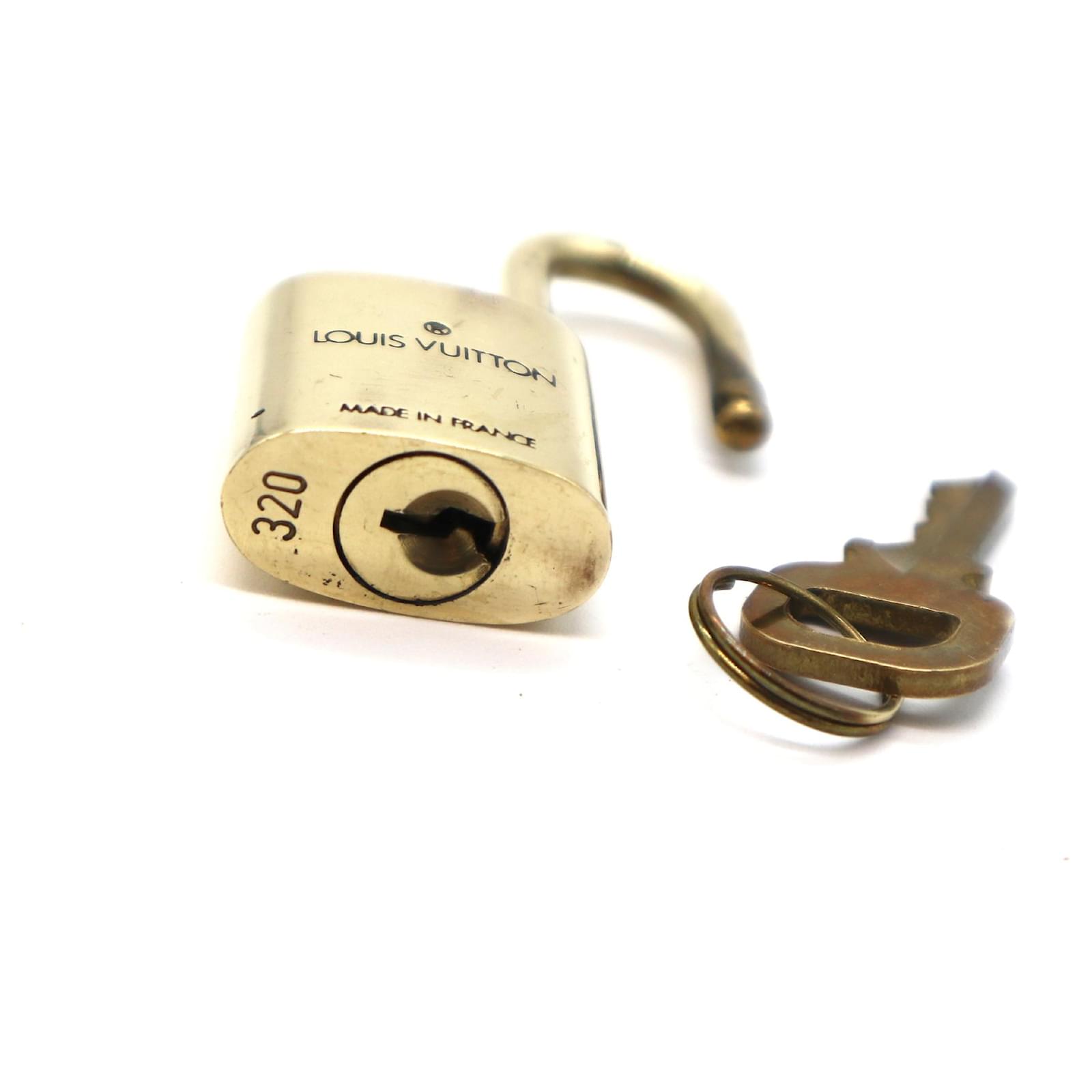 Authentic LOUIS VUITTON Lock And Key Set #320 Padlock Brass Made In France