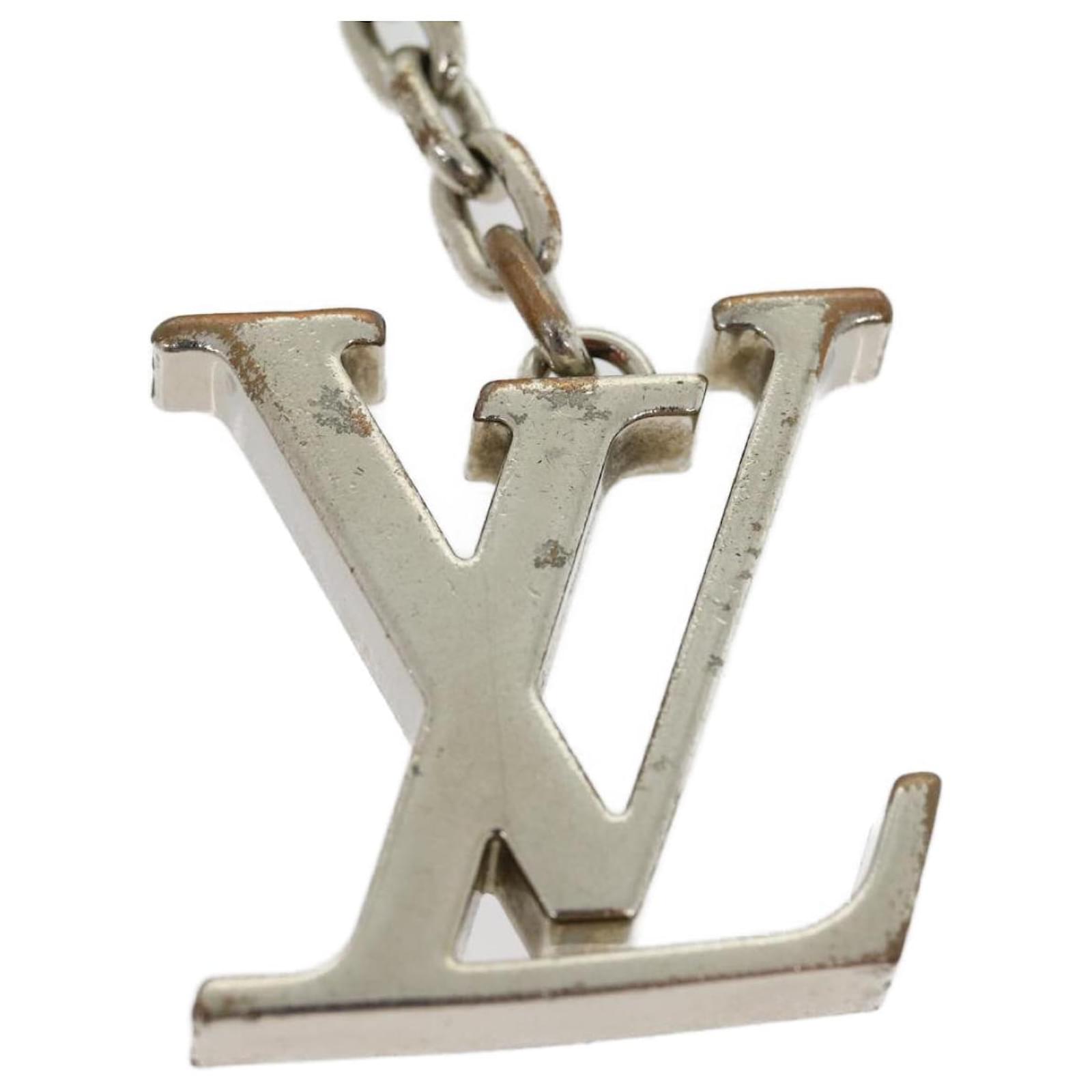 LOUIS VUITTON LV Initial Chain Necklace Pendant Metal Silver