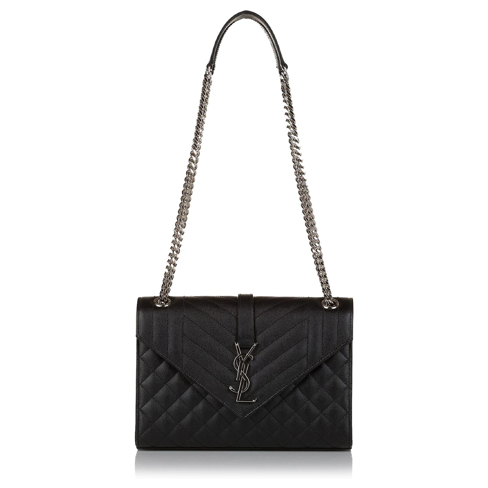 Yves Saint Laurent Sac ?� bandouli?�re en cuir noir ?� monogramme YSL Veau fa?�on poulain ref.619364 