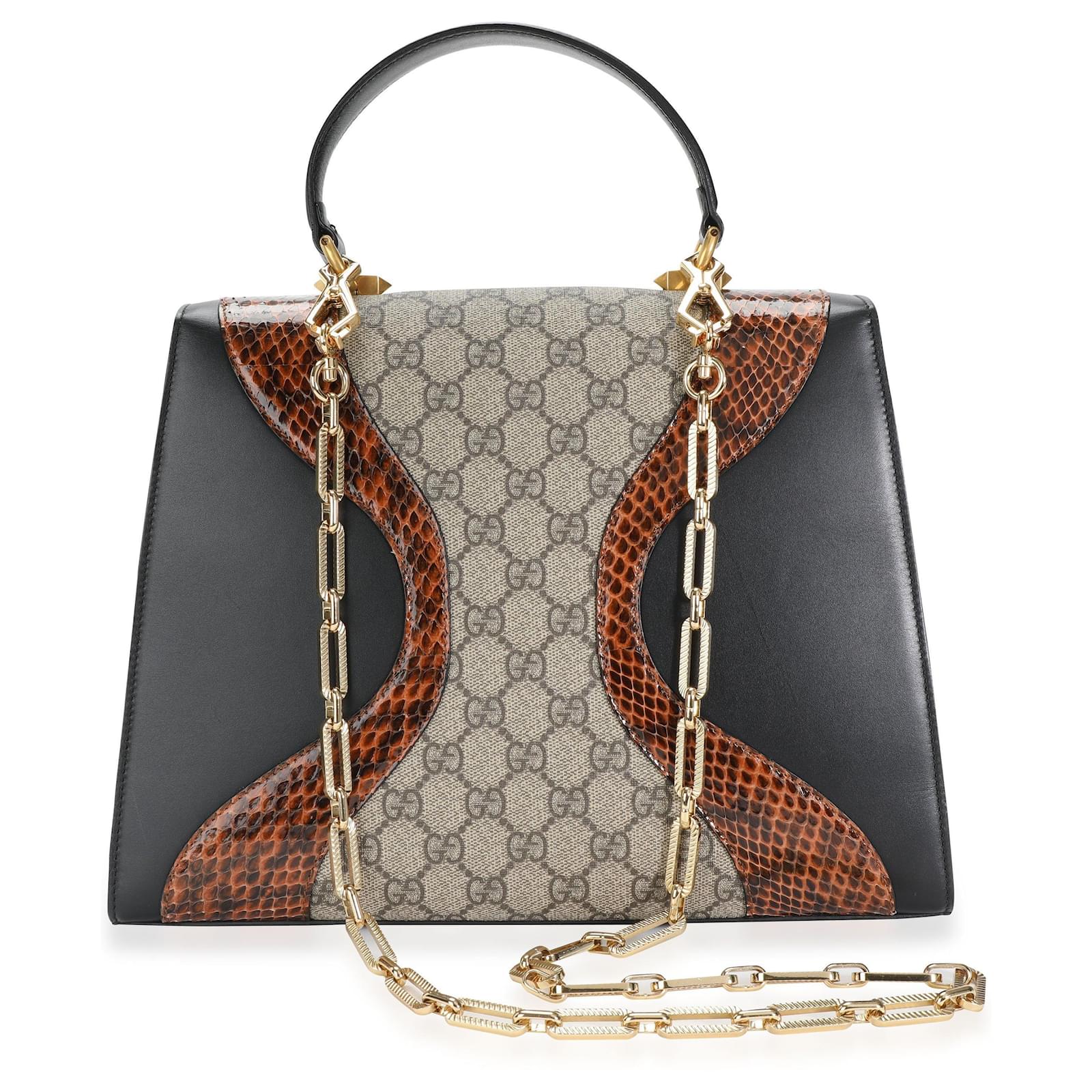 Gucci GG Supreme Monogram Osiride Top Handle Bag Black Gold - A World Of  Goods For You, LLC