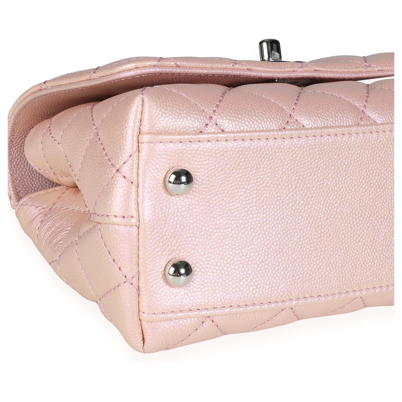 CHANEL Iridescent Caviar Quilted Mini Coco Handle Flap Light Pink