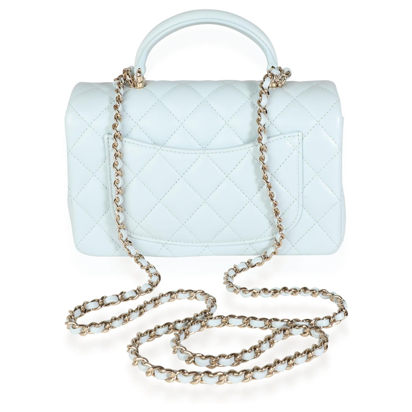 Chanel Flap Bag with Top Handle Mini Baby Blue