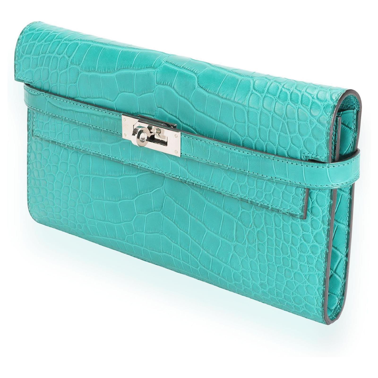 HERMES Bleu Electrique Alligator Classic Kelly Wallet PHW - Timeless  Luxuries