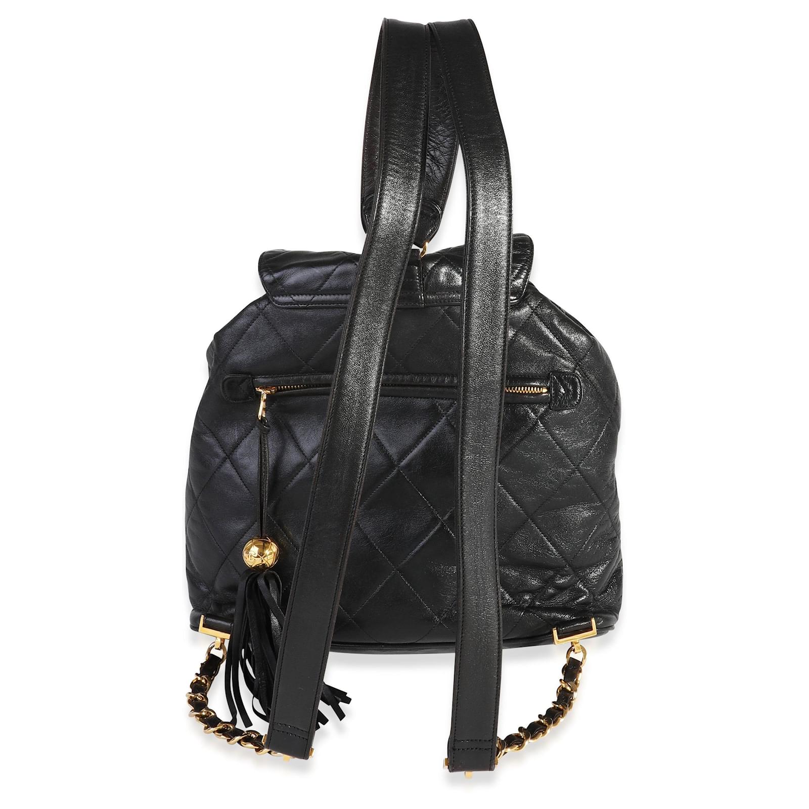 Chanel Vintage Black Quilted Lambskin Backpack Leather ref.620274