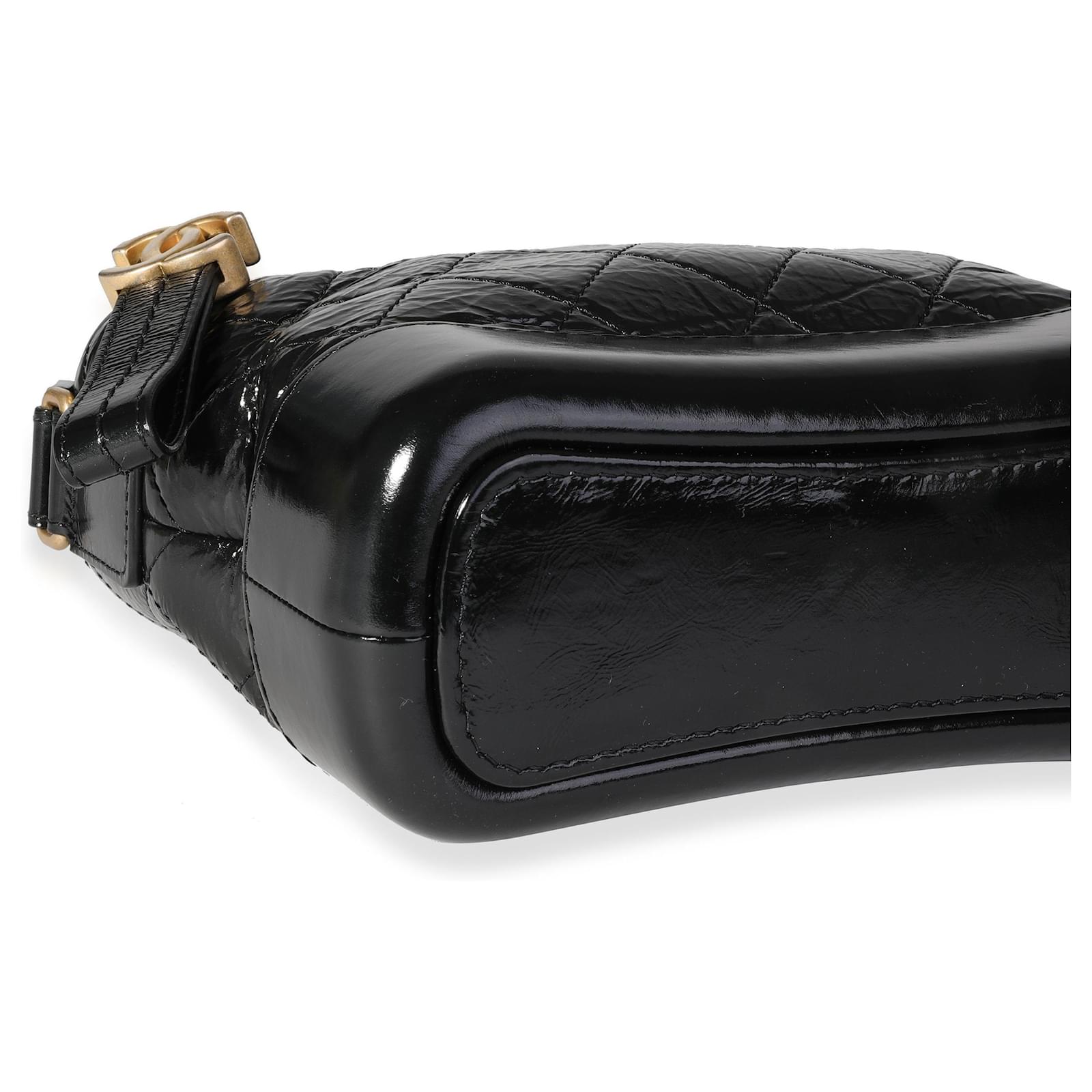 Chanel Black Aged Patent Calfskin Small Gabrielle Hobo Leather ref.620361 -  Joli Closet