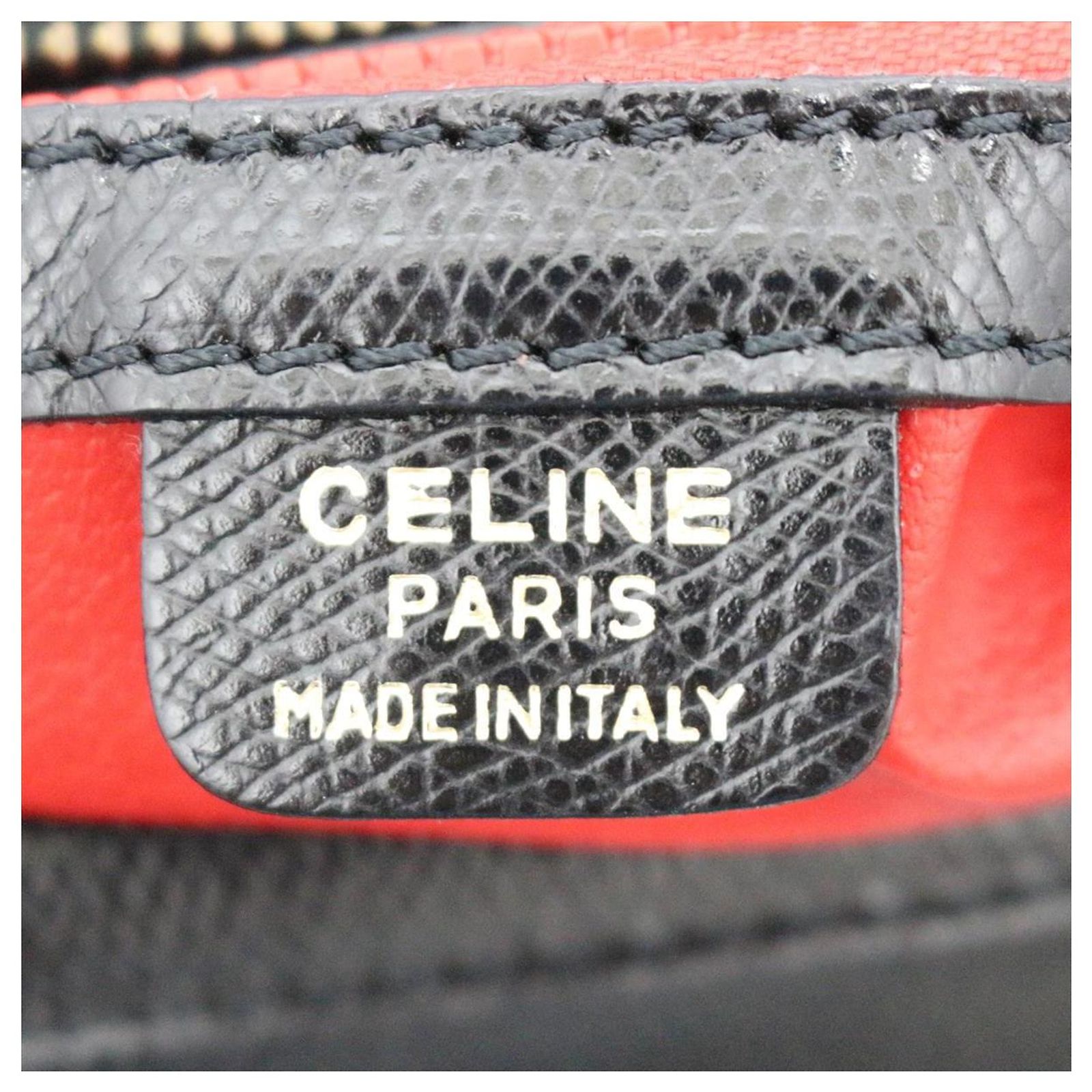 Sac à Main Vintage CÉLINE Paris En Cuir Noir - Excellent état, Doublure Rouge, Taille Moyenne