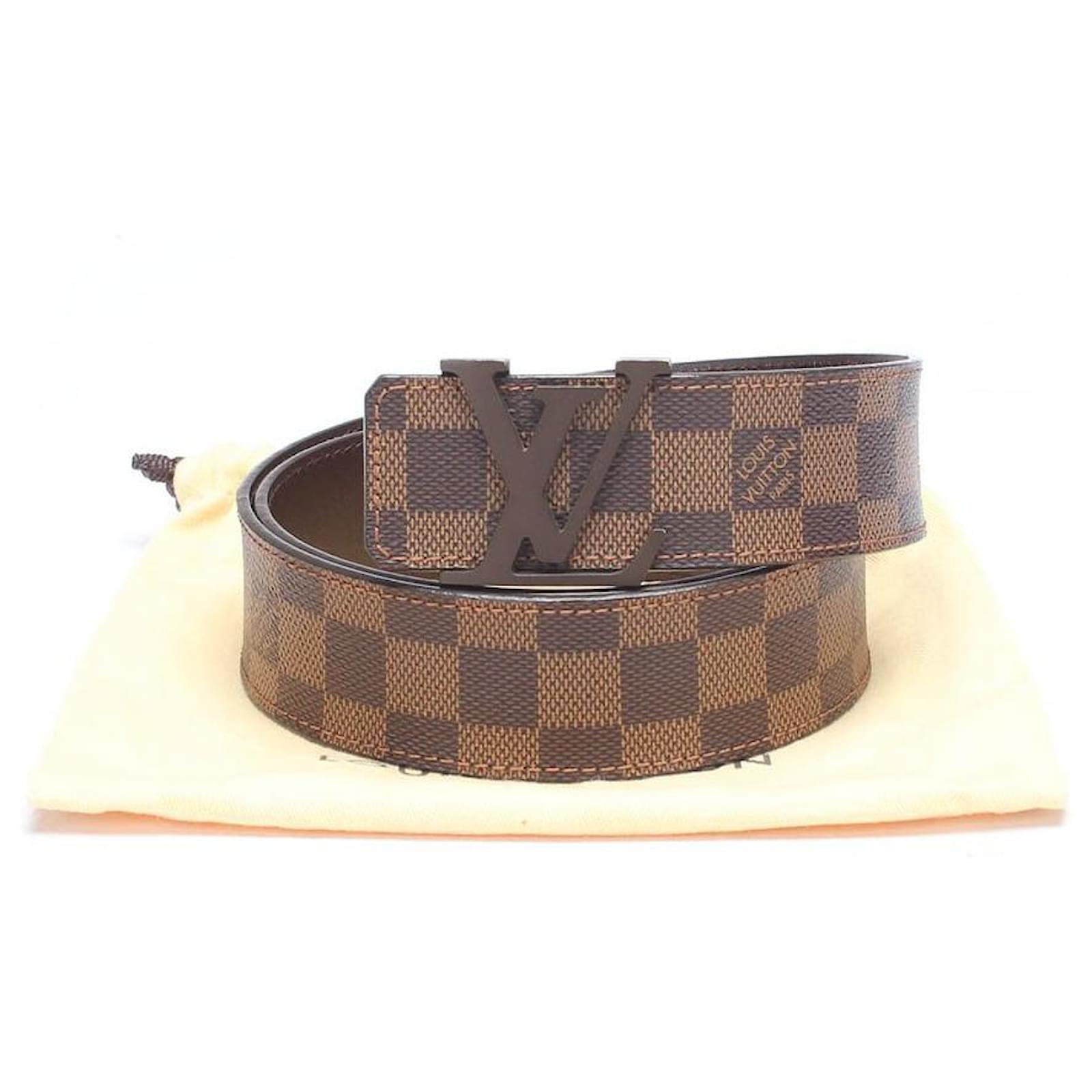 Louis Vuitton Damier Ebene Initiales Belt Brown Cloth ref.621085 - Joli  Closet