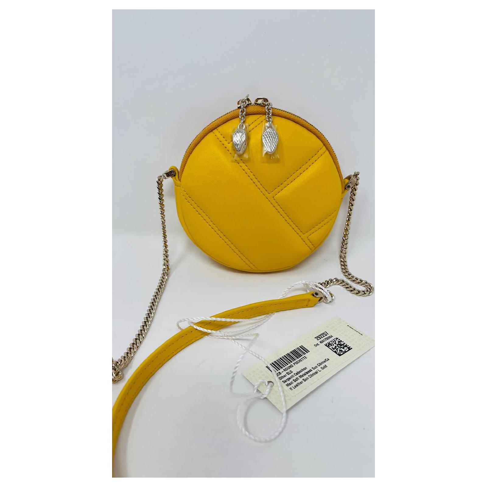 Serpenti leather crossbody bag Bvlgari Yellow in Leather - 30887166