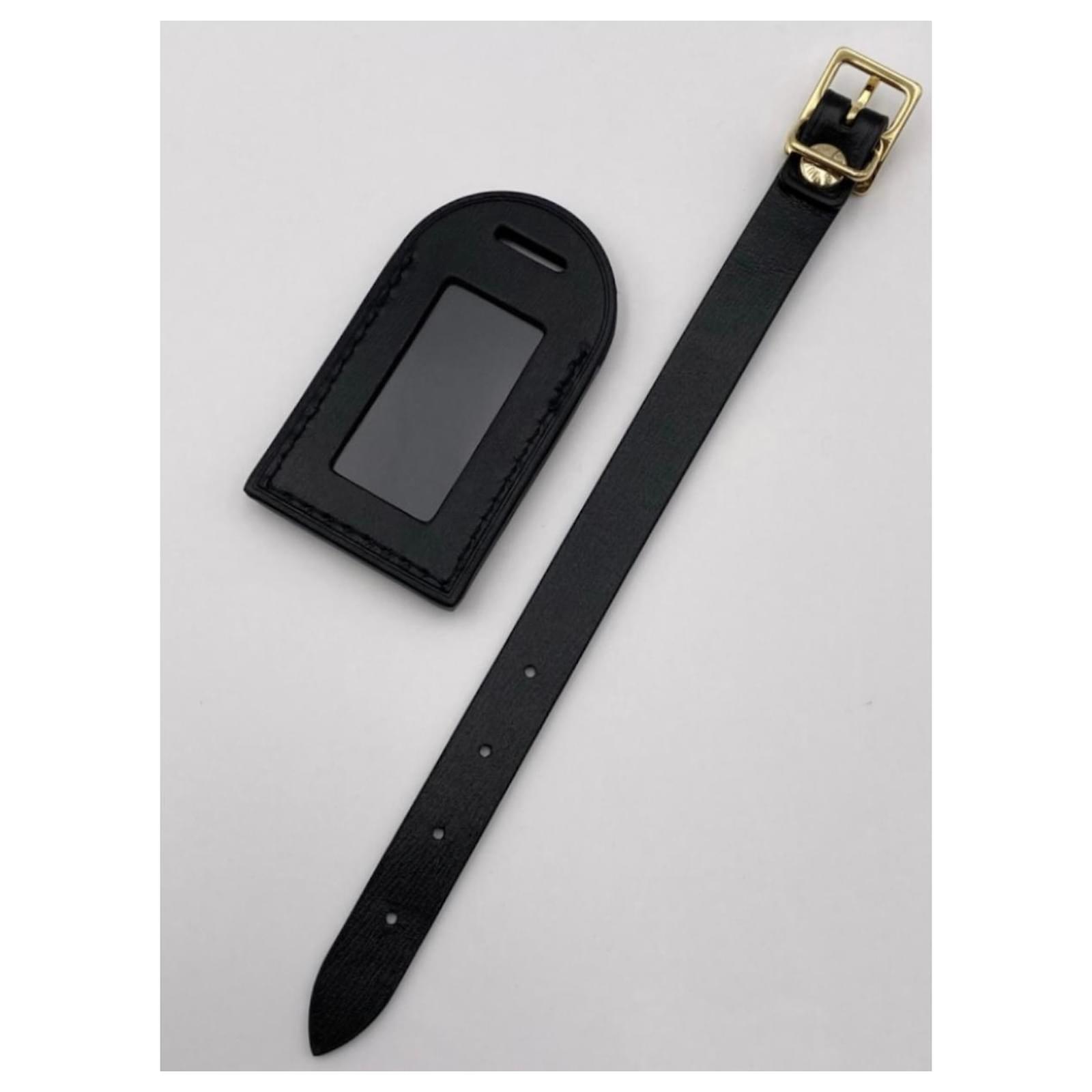Louis Vuitton luggage tag black Golden Leather ref.359739 - Joli Closet