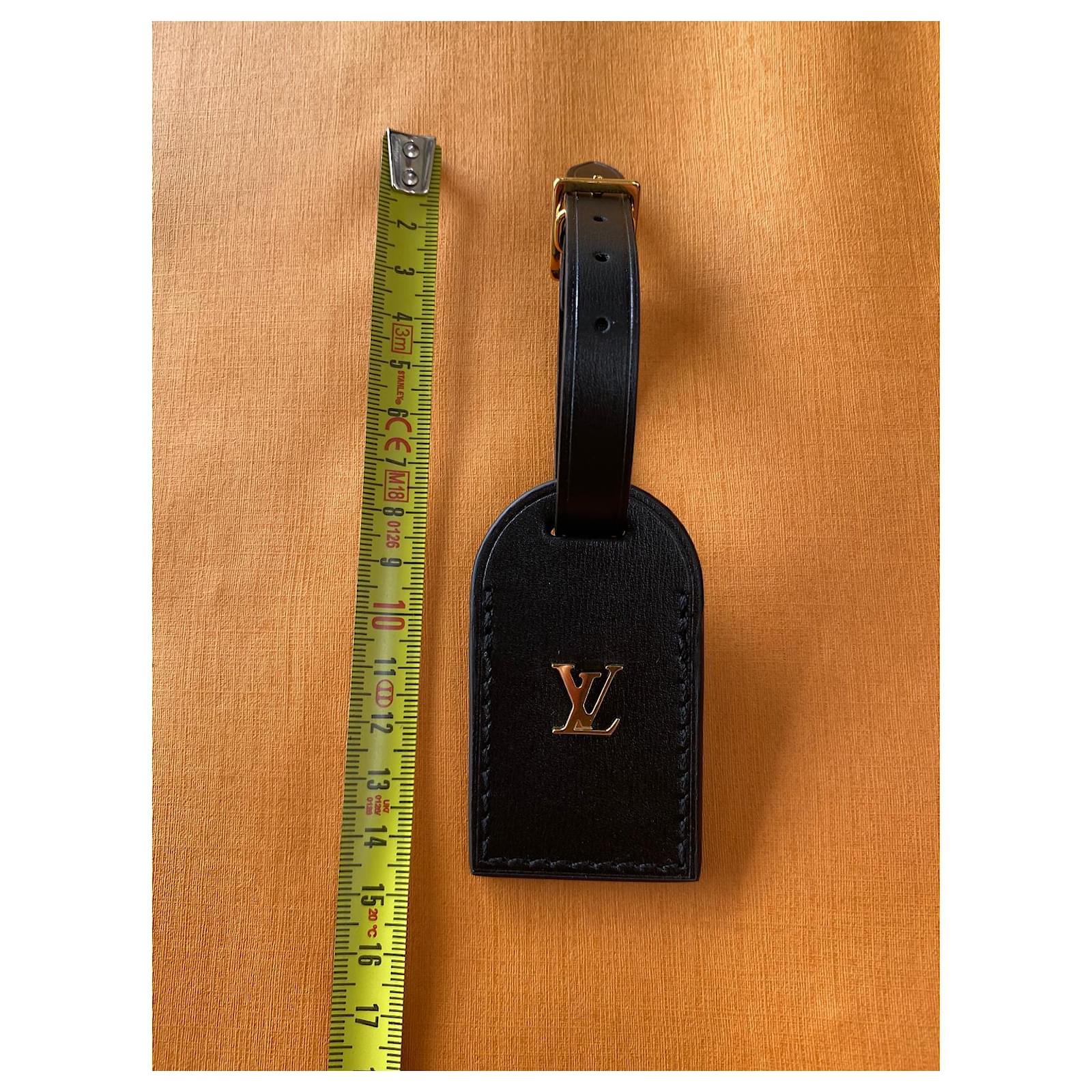 Louis Vuitton luggage tag black leather Golden ref.333518 - Joli Closet