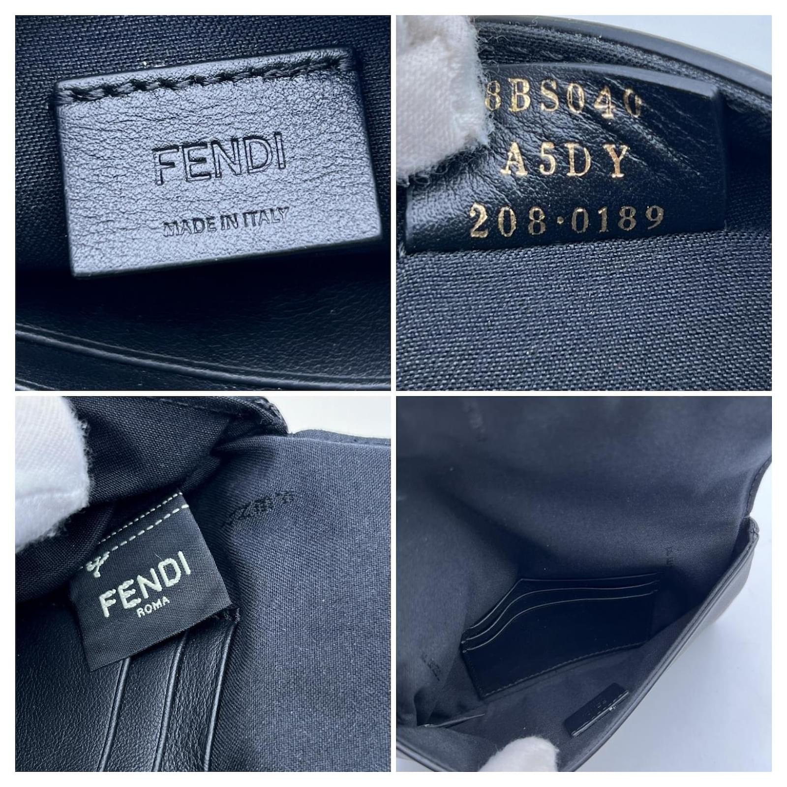 Fendi Black Leather Small Double Flap Baguette Duo Crossbody Bag - Main Image