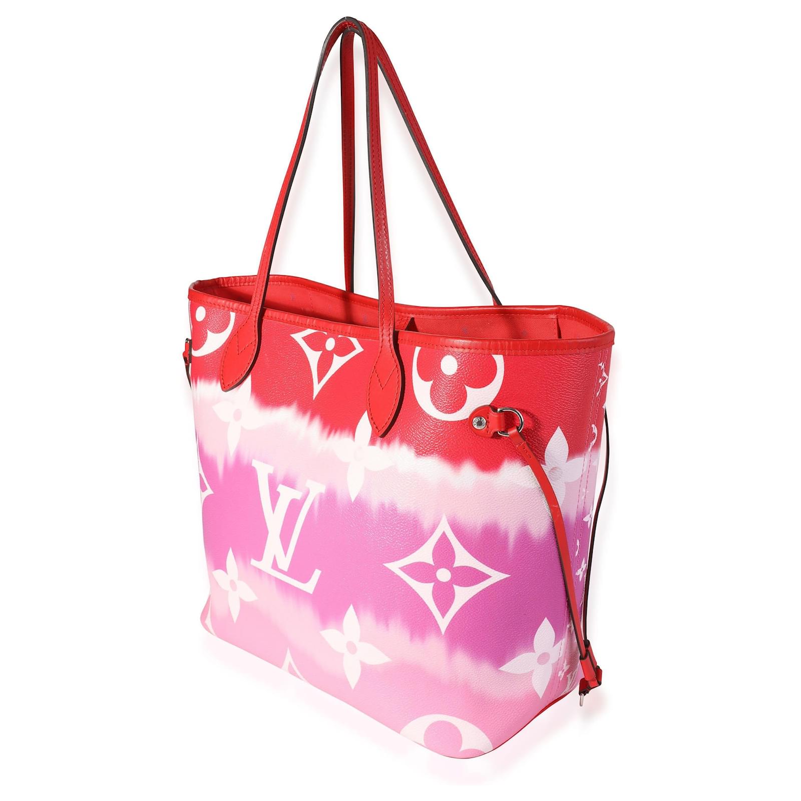 Louis Vuitton Rouge Lv Escale Neverfull Mm Pink Leather ref.622668