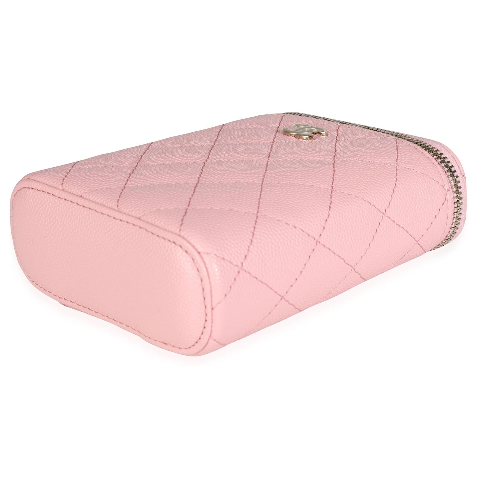 CHANEL Caviar Quilted Small Cosmetic Case Dark Pink 1199704