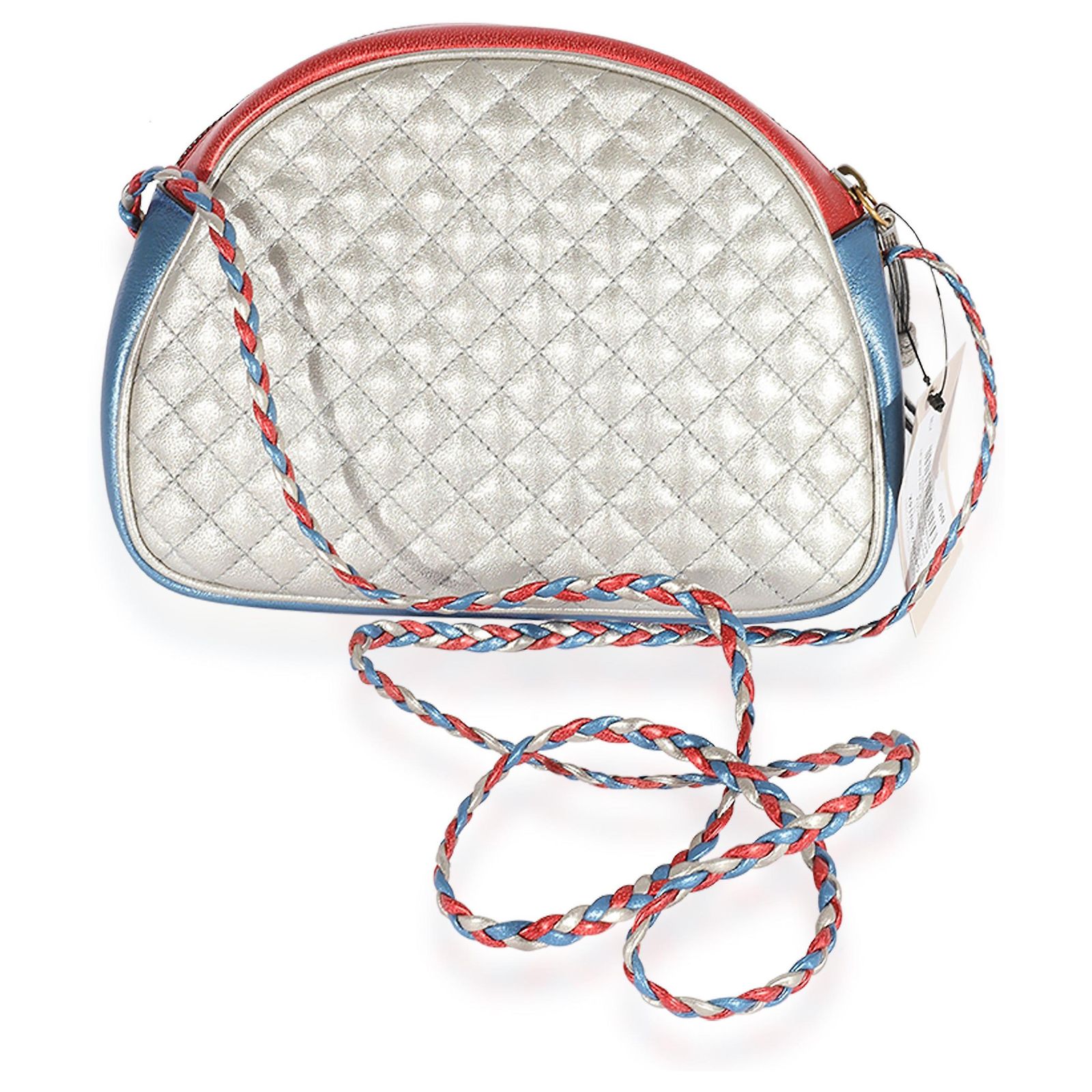 Sac Bandoulière Facondini Cuir Nappa Bleu Ciel Métallisé - Italie - Taille Small