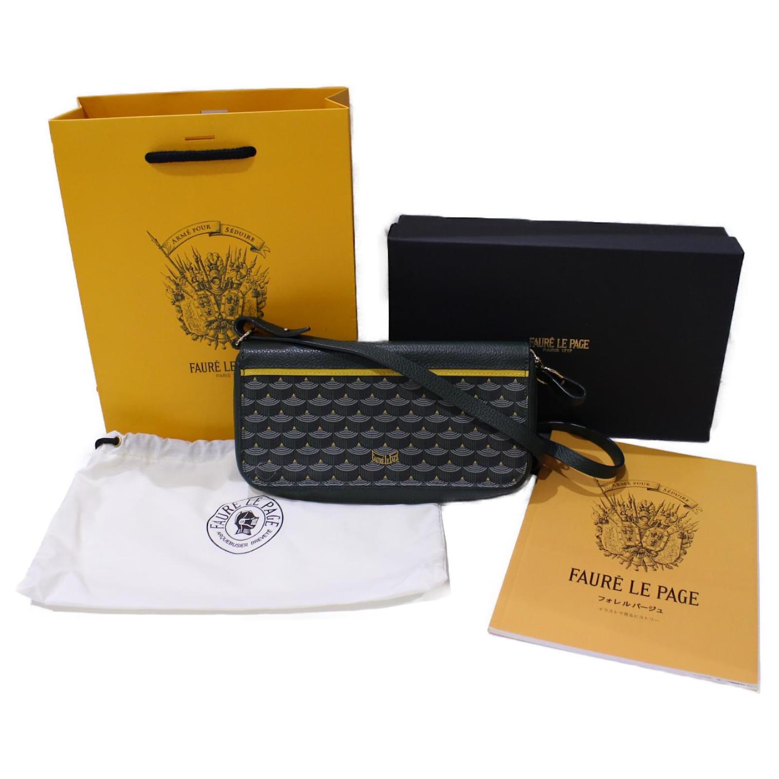 Fauré Le Page FAURE LE PAGE Foret Le Page Pochette Wallet Shoulder Bag  Shoulder Wallet Green Yellow Polyurethane ref.623572 - Joli Closet