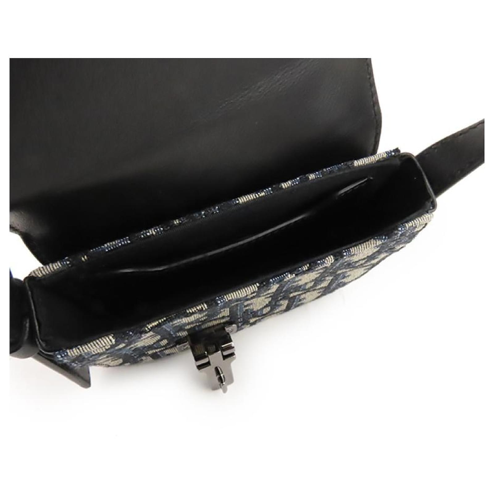 Dior Oblique Jacquard Messenger Crossbody Leather Lock Bag, Black, NEW