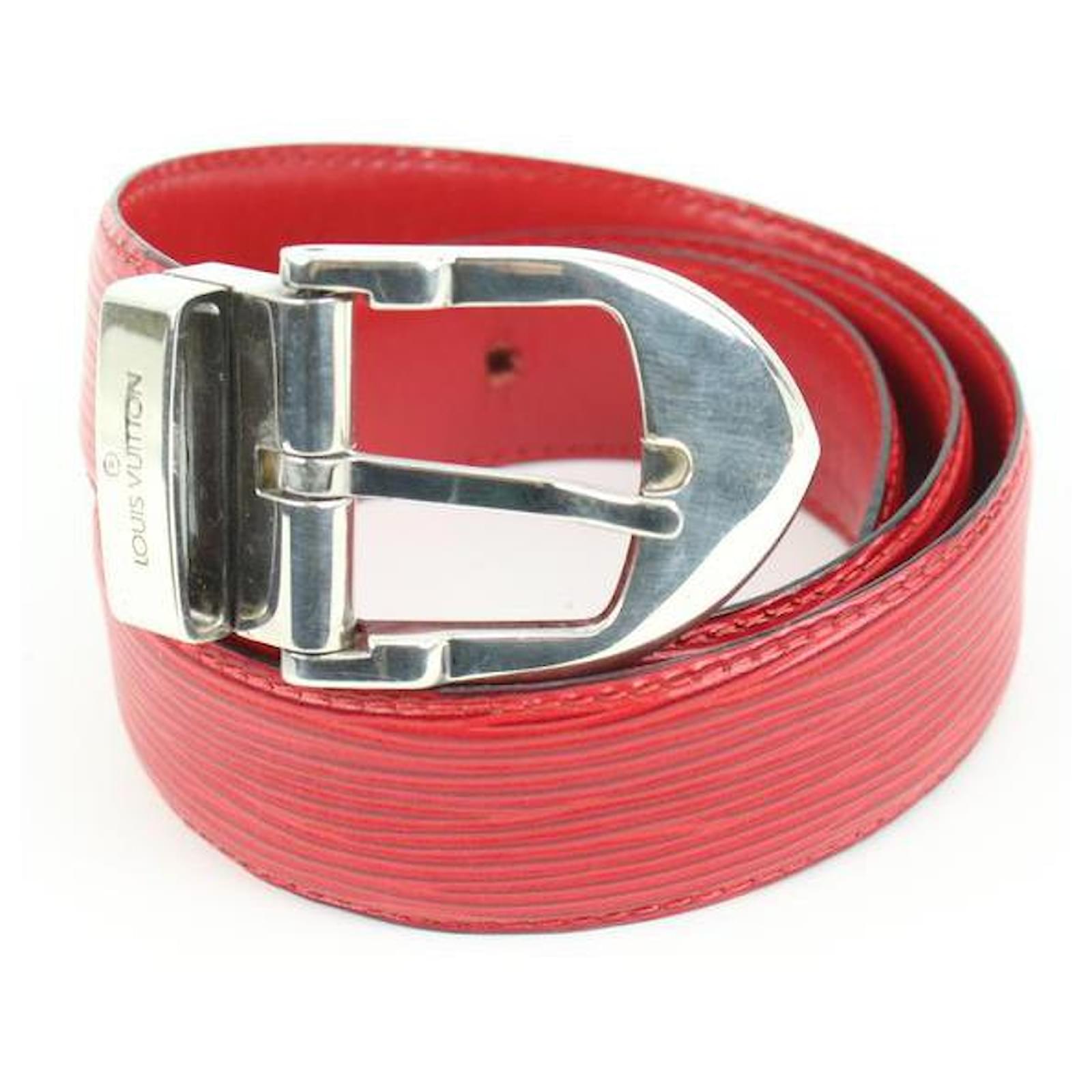 Louis Vuitton 85/34 Rojo Epi Cuero Ceinture Cinturón Hebilla de plata  95lk412s en venta en 1stDibs