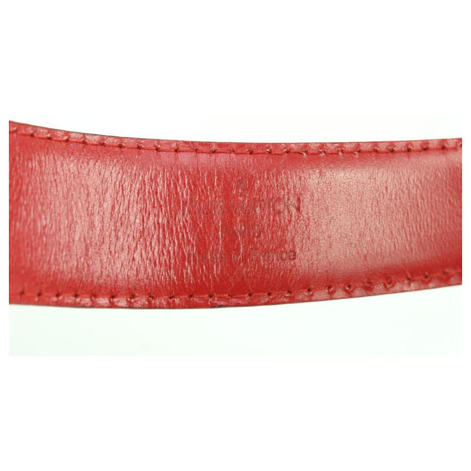 Louis Vuitton 85/34 Red Epi Leather Ceinture Belt Silver Buckle