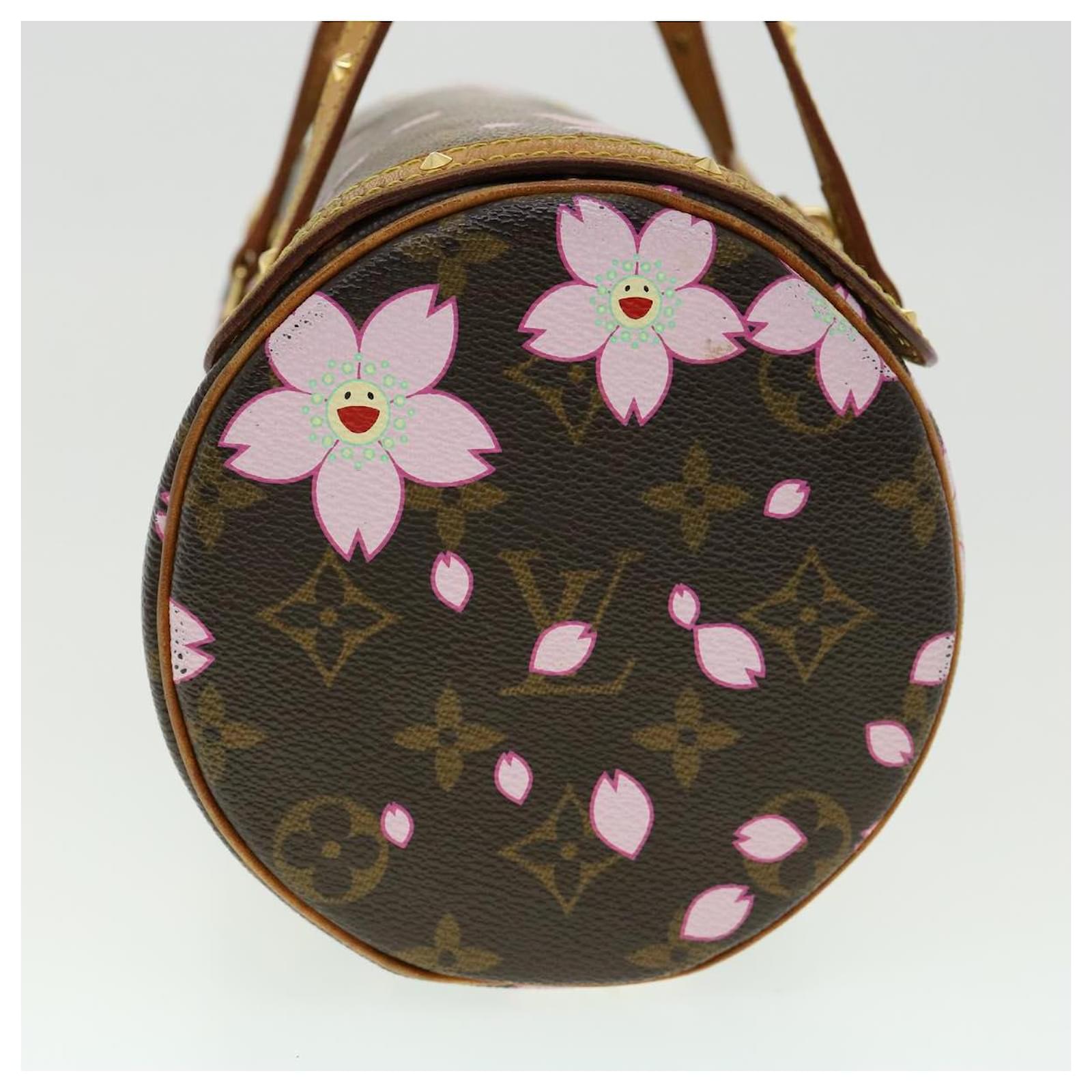 Auth LOUIS VUITTON White Papillon Cherry Blossom Monogram Hand Bag Purse  #52483