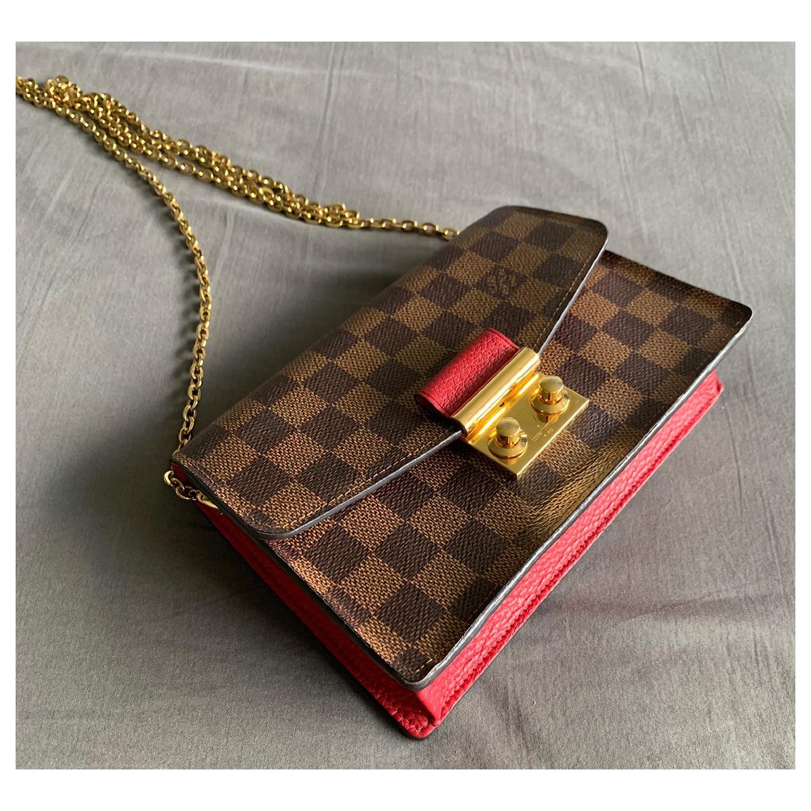 Louis Vuitton Croisette chain bag Red Beige Dark brown Cloth ref