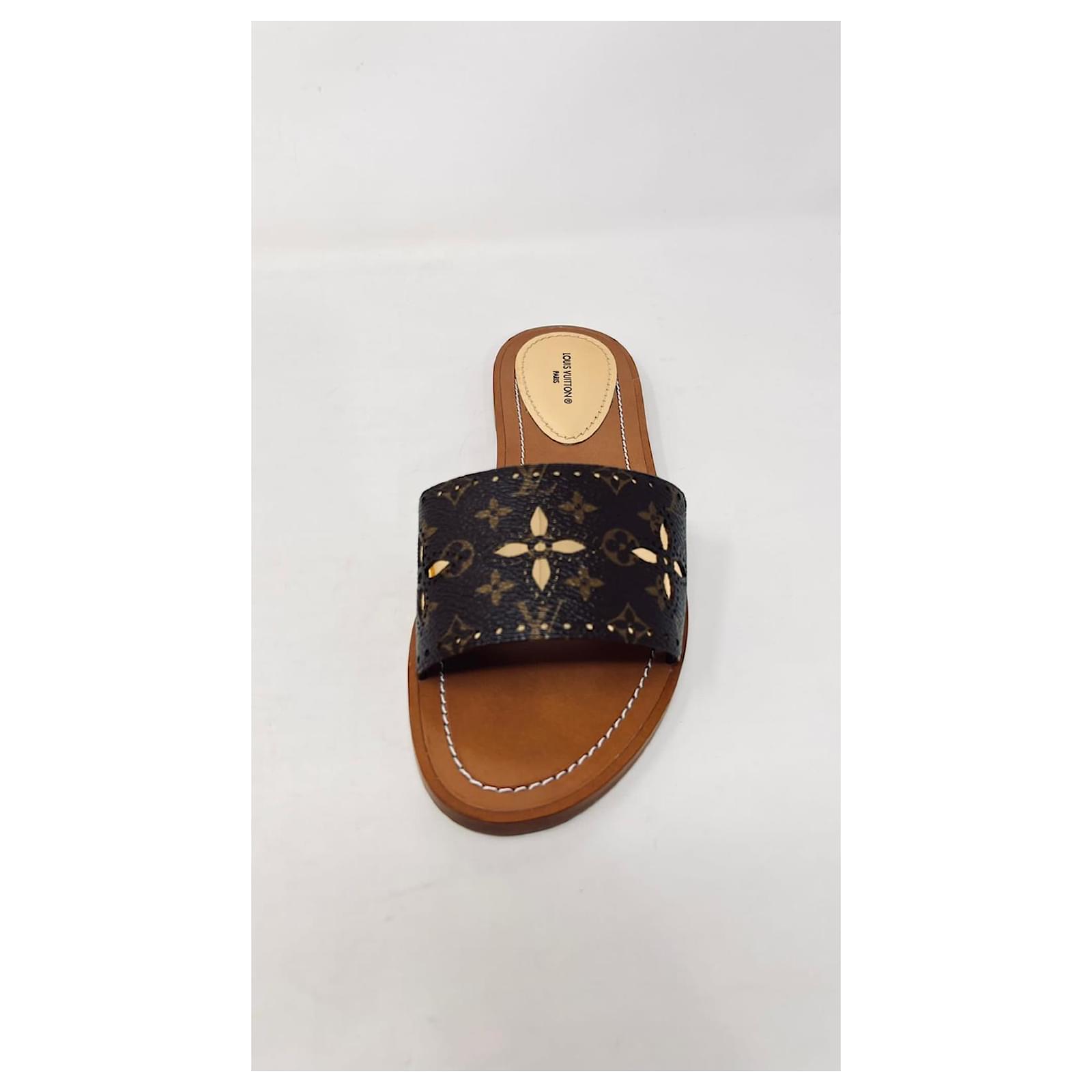 Louis Vuitton Vuitton SILHOUETTE flat sandal new Brown Golden Leather  ref.624270 - Joli Closet