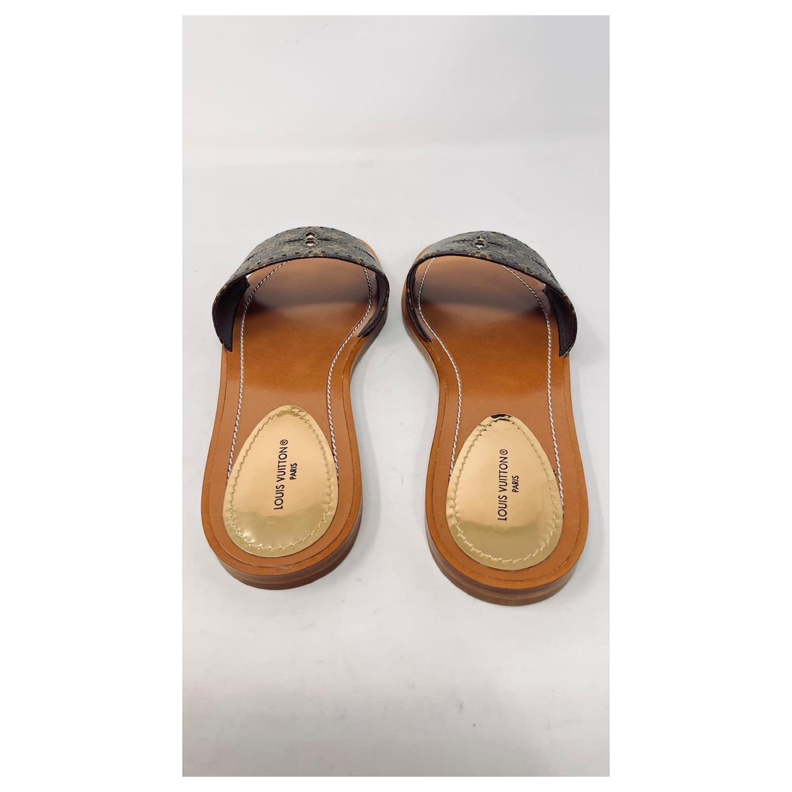 Louis Vuitton Vuitton SILHOUETTE flat sandal new Brown Golden