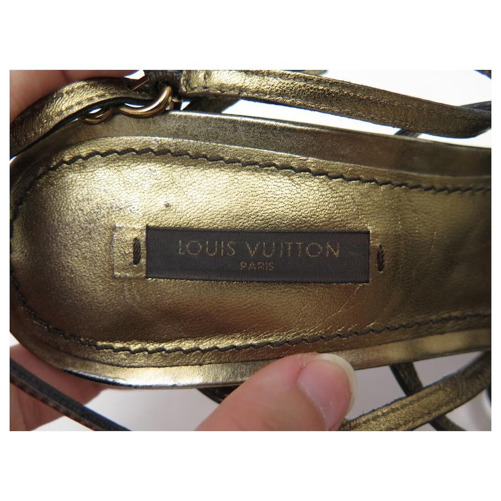 LOUIS VUITTON SHOES SANDALS WITH HEELS 40 LEATHER GOLD SHOES GOLD SANDALS  Golden ref.624569 - Joli Closet