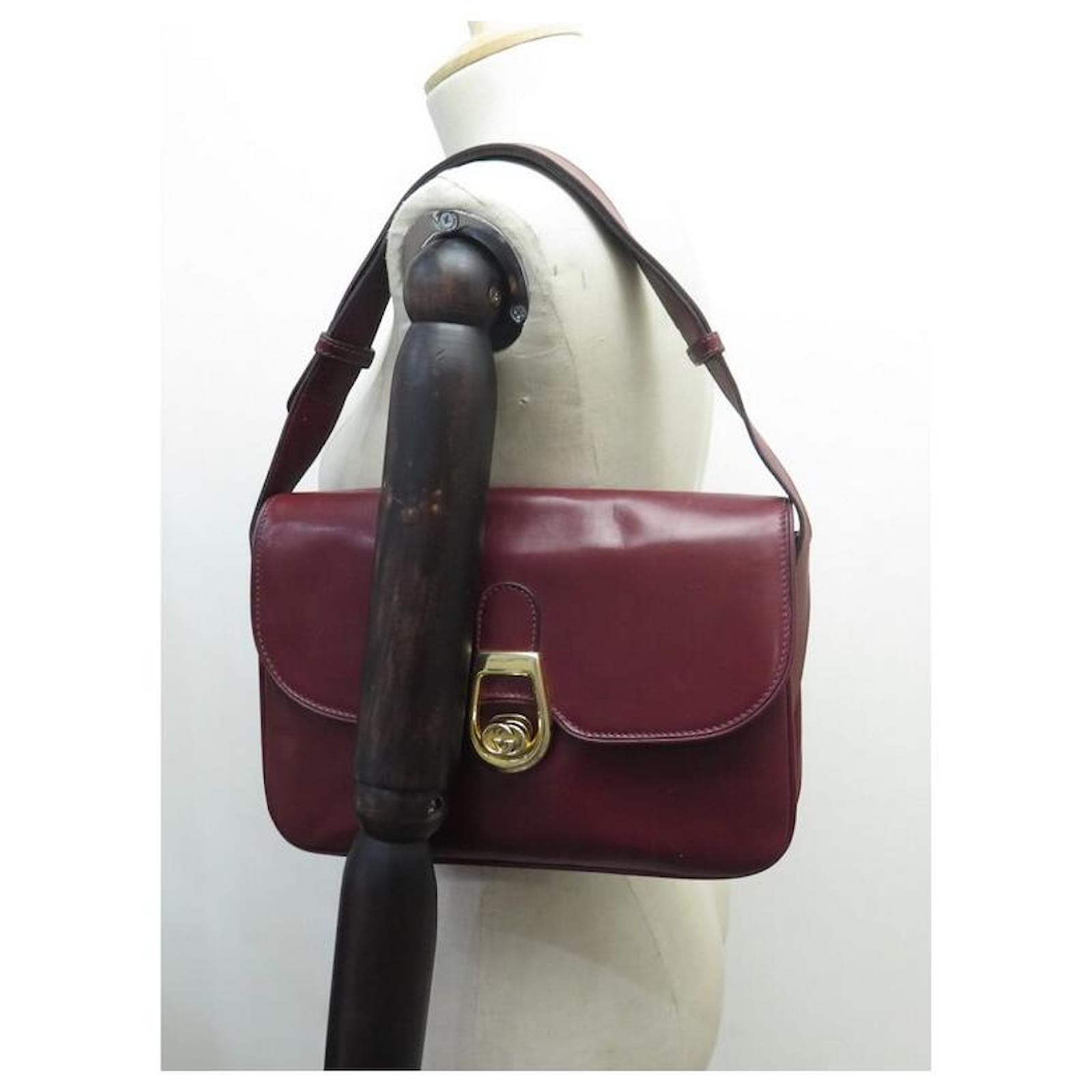 VINTAGE GUCCI HANDBAG IN BURGUNDY BOX LEATHER 29CM LEATHER HAND BAG PURSE  Dark red ref.624580 - Joli Closet