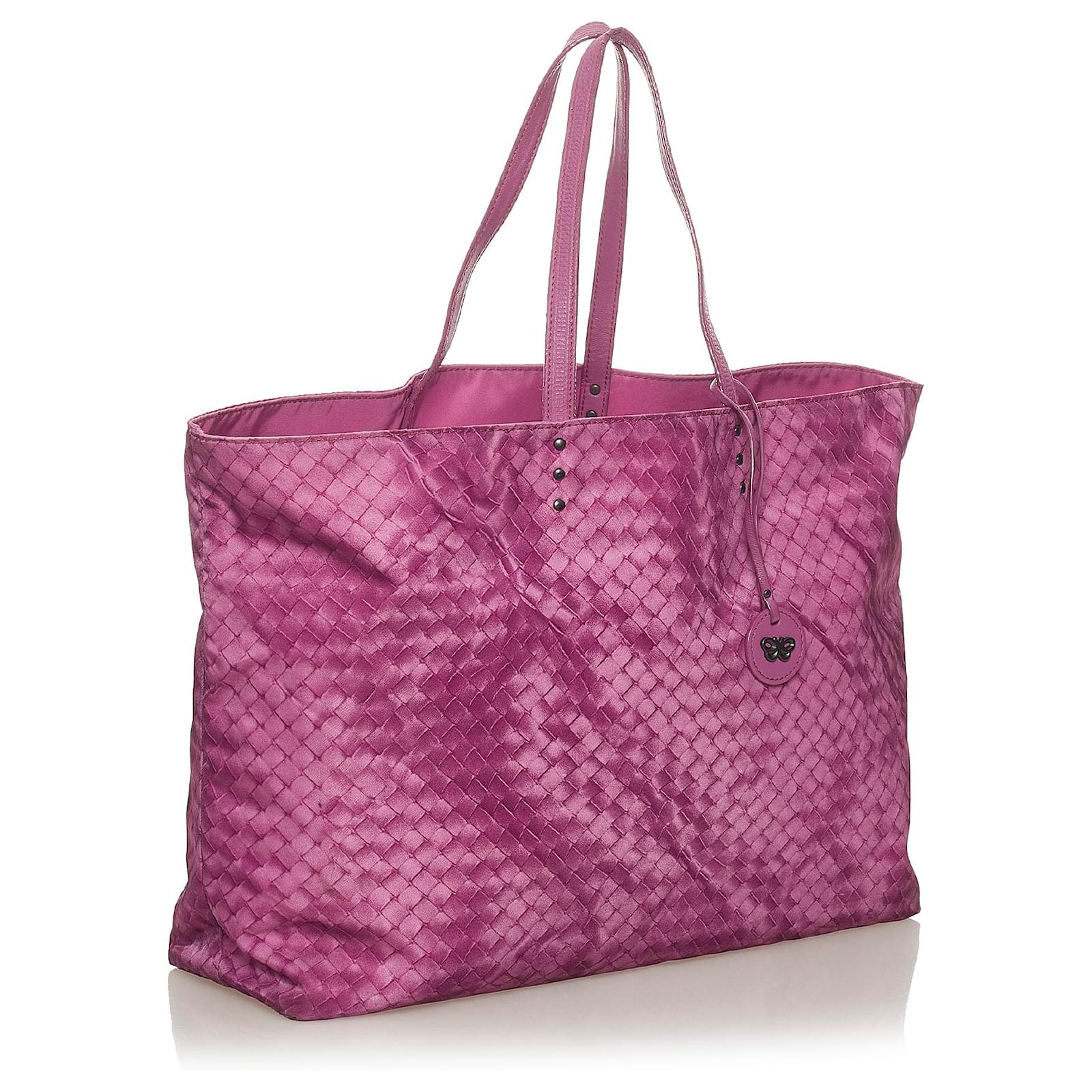 Bottega Veneta Purple Intrecciolusion Nylon Tote Bag Leather Pony-style ...