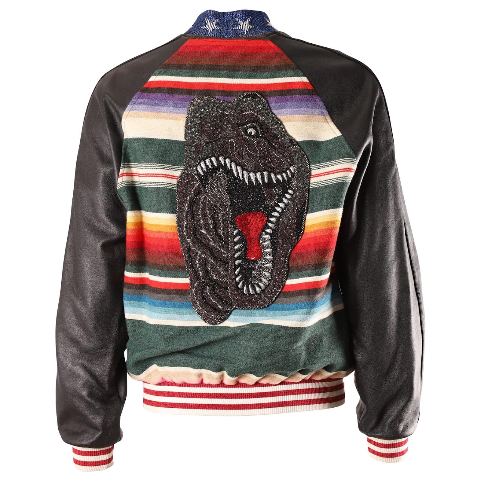 Saint Laurent Mexican T-Rex Teddy Bomber Varsity Jacket in