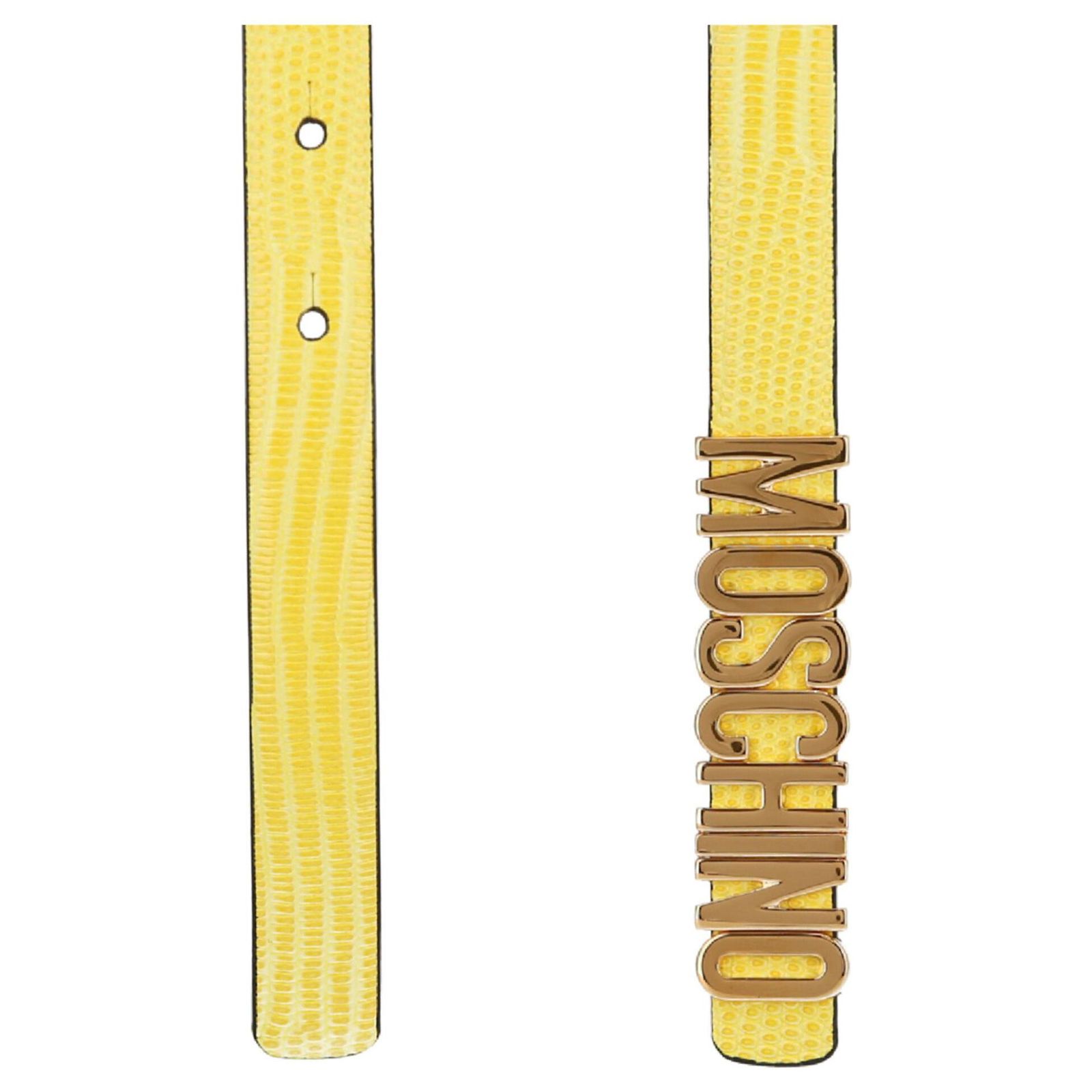 Moschino Yellow Leather Logo Plaque Belt Vintage Moschino Letter Belt - Raleigh Vintage main image 4